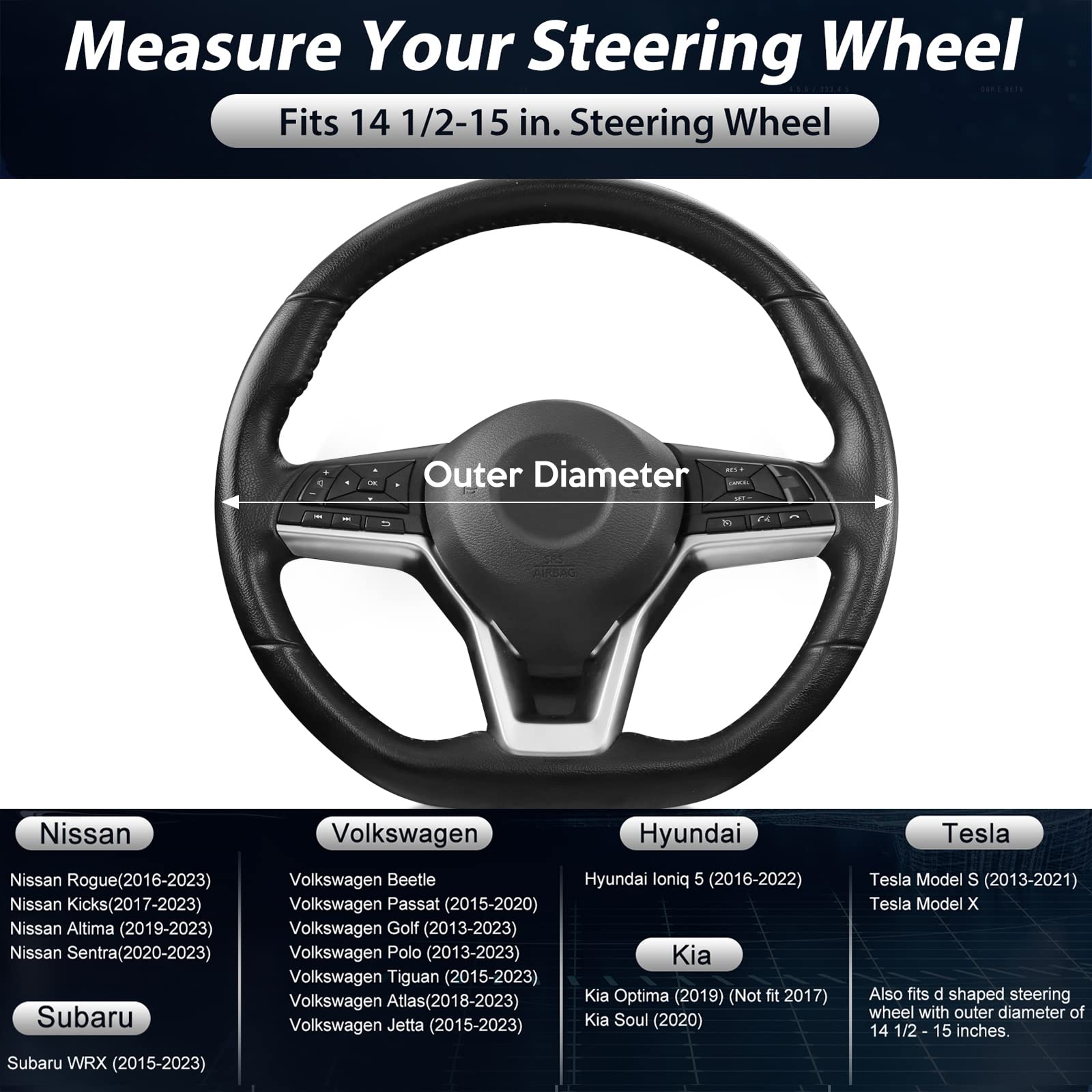 SEG Direct D Shaped Steering Wheel Cover, 14.5-15 in, Black Red Microfiber Leather, Model AU15BONSWC3359