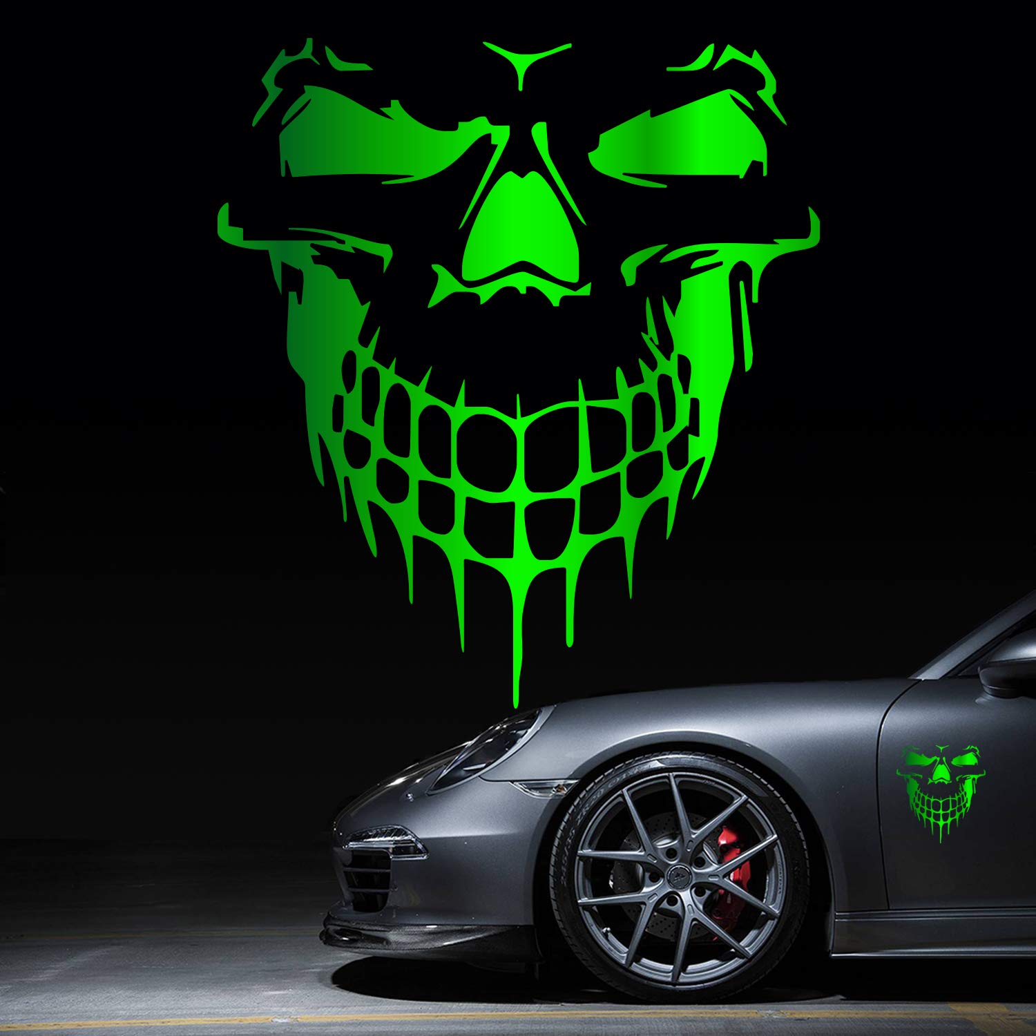 Hungmieh Car Hood Decal, Cool Skull Sticker For Truck, Suv, Motorcycle, Bicycle With 10 Color Options And 5 Sizes, 25 Inch Maxim