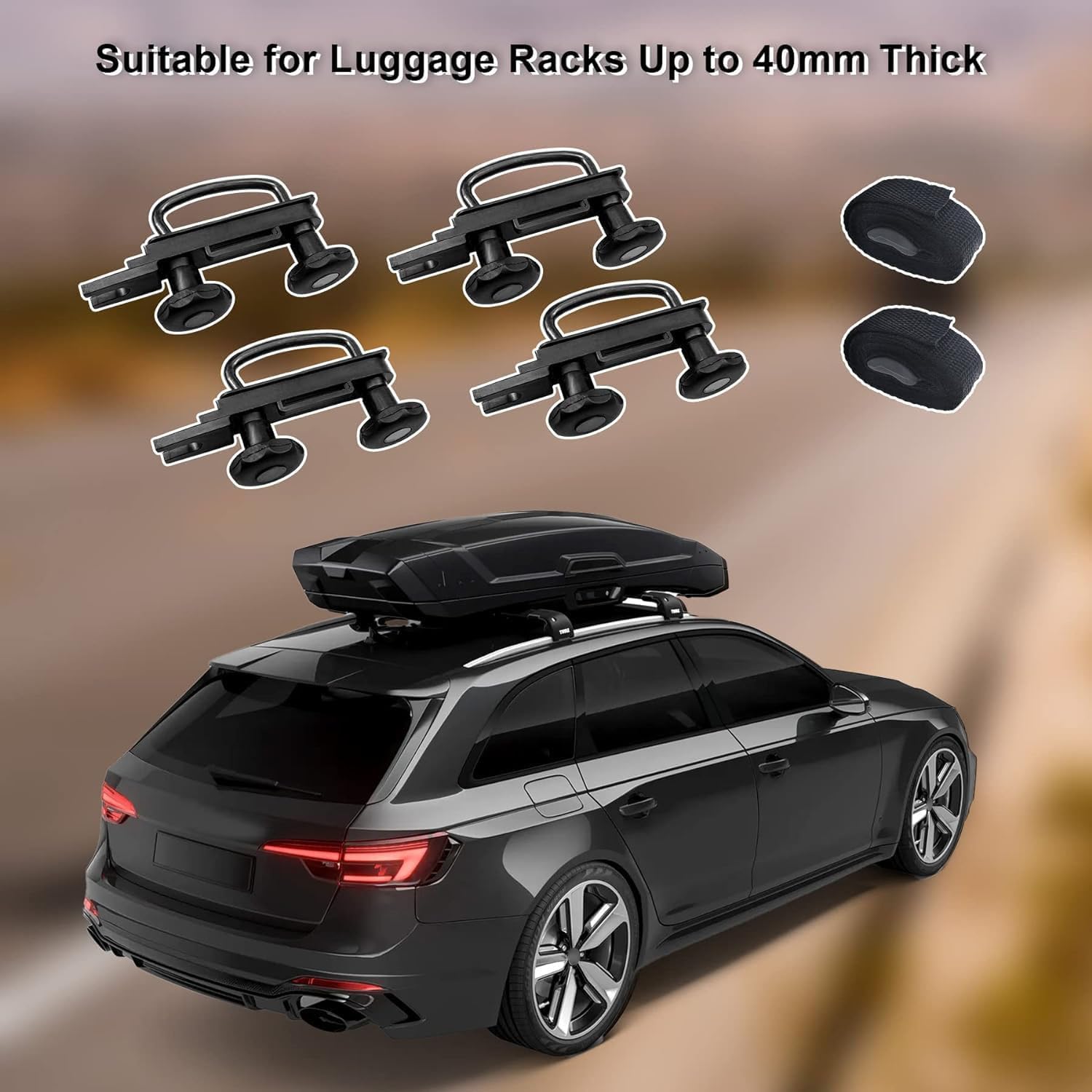 Universal Roof Box U-Bolt Clamps Cargo Carrier Roof Rack Bracket Kit Van Mounting Fitting Kit 85mm Internal Width 40mm Thick Lug