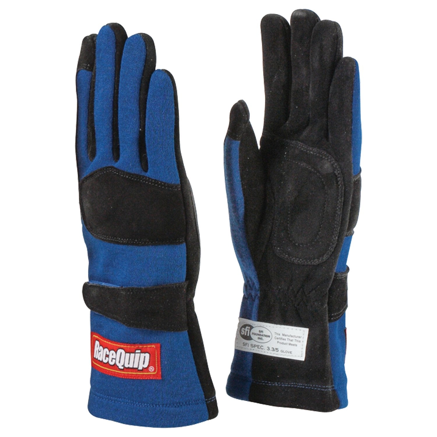 Racequip Race Gloves 355 Series 2 Layer Nomex Sfi 3.3/5 Certified Blue Large 355025