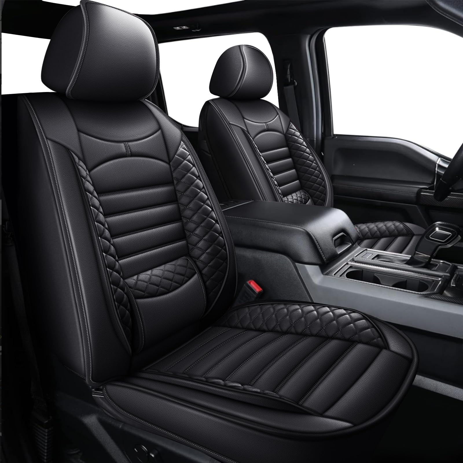 Jiamaoxin Seat Covers For Ford F150 2009-2024 2025 - F250/F350/F450 2017-2024 2025: 5 Seat Full Set Faux Leather Truck Seat Cove