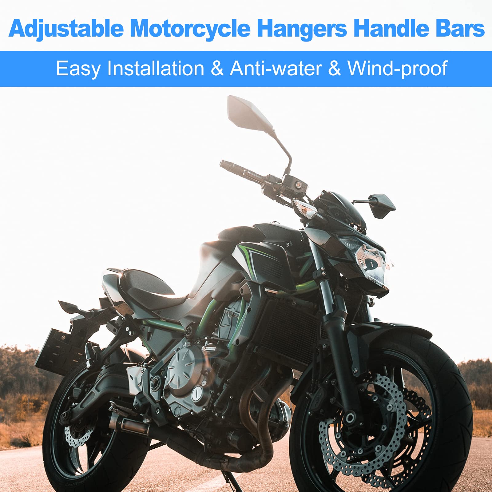 Oxmart 7/8'' 22Mm Adjustable Motorcycle Handlebars Handle Bar, Detachable Black Steering Hangers Handle Bars System For 125Cc Sc