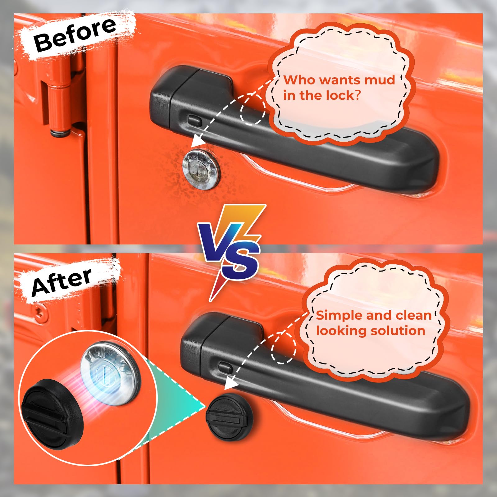 CALBEAU Keyhole Covers for 2018-2024 Jeep Wrangler JL and Gladiator JT Front Door, Magnetic Keyhole Protection Accessories for D