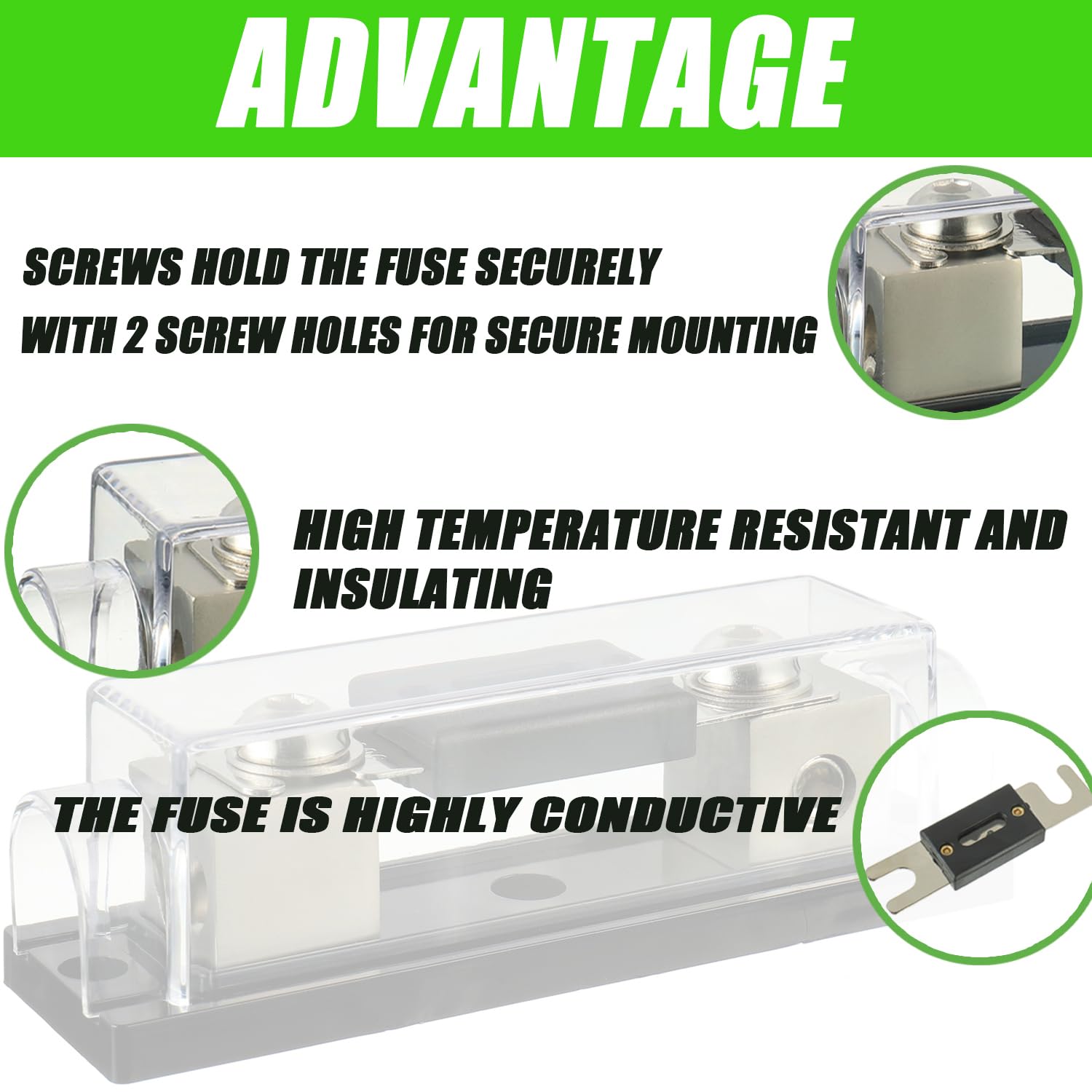SIGANDG 0/2/4 Gauge AWG Inline ANL Fuse Holder with 500 Amp Fuse