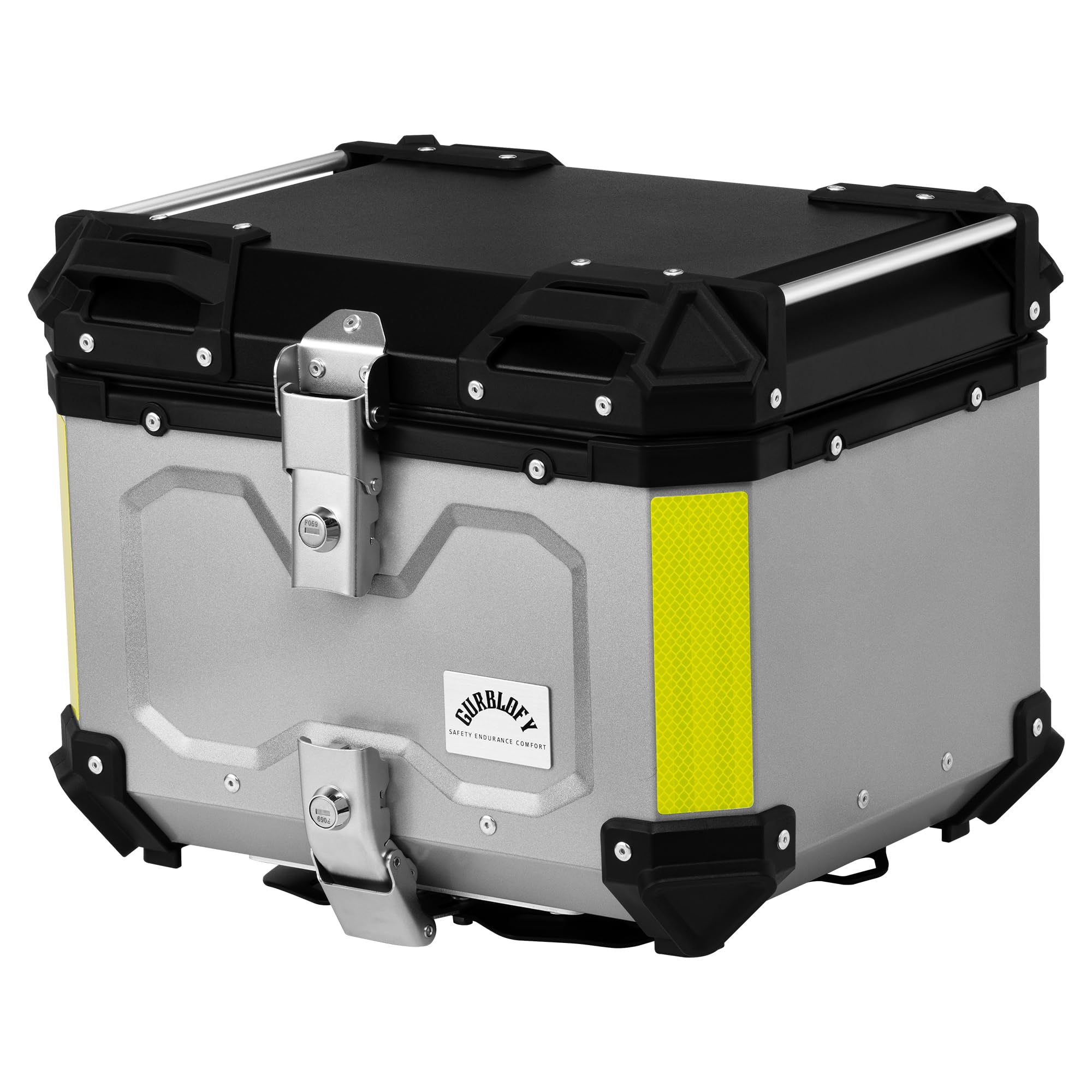 Gurblofy Motorcycle Top Case, 45L Motorcycle Tail Box Bag, Aluminum Motorcycle Trunk with Anti-Theft Lock System, Easy Installat