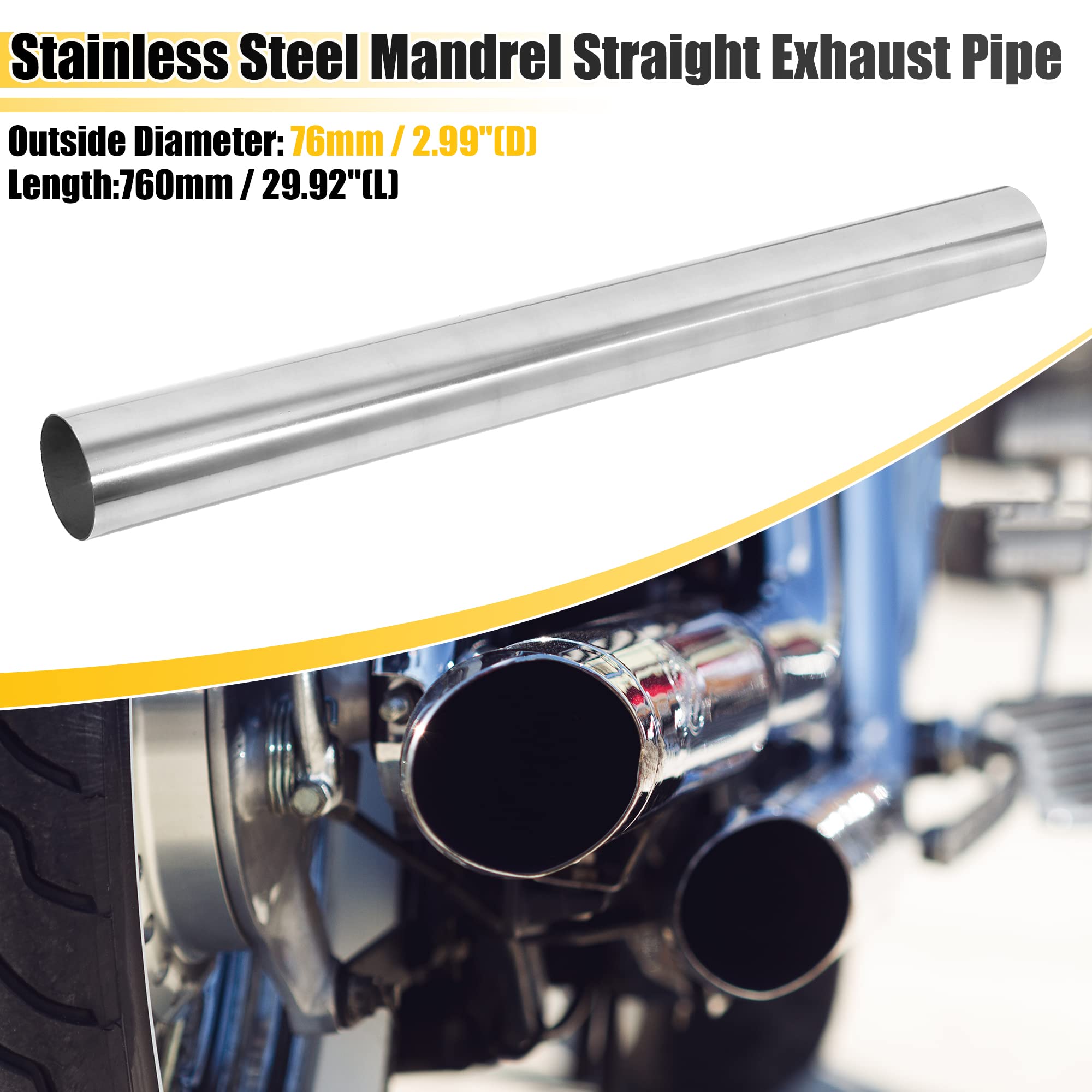 X Autohaux Straight 3' Od 30' Length Diy Custom Mandrel Exhaust Pipe 3 Inch Tube Pipe T304 Stainless Steel Universal Fit