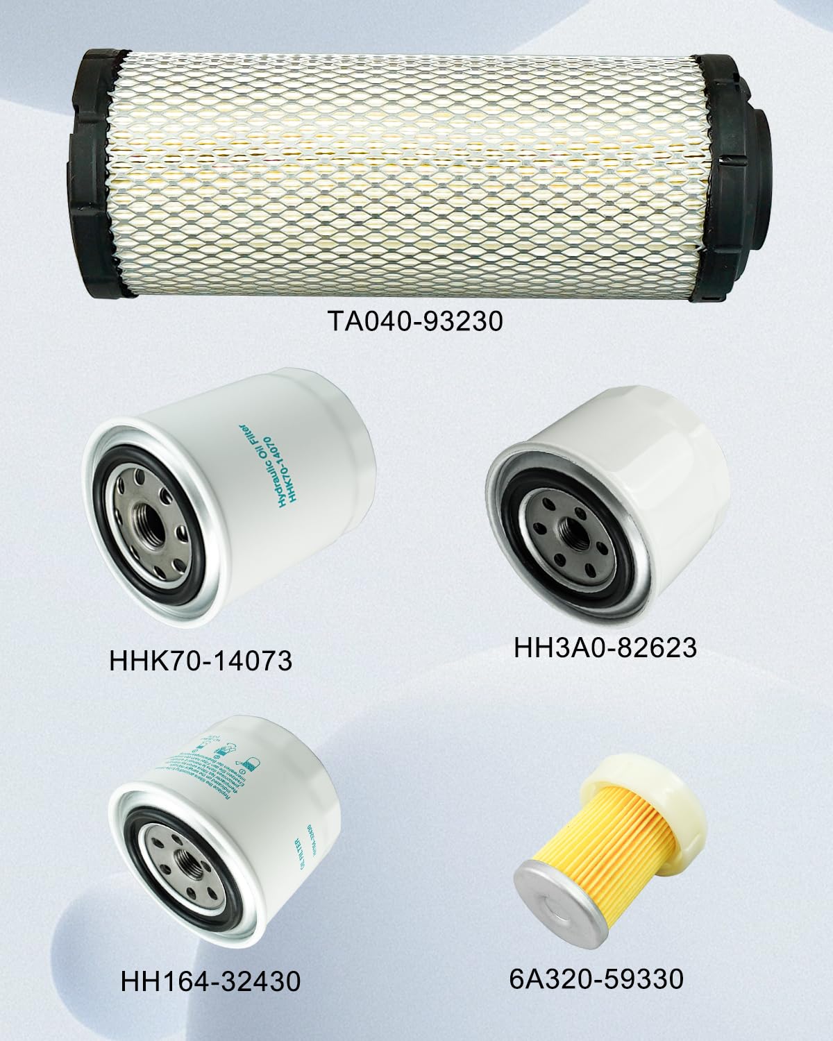 Filter Kit Fit For Kubota L2501 L2800 L3200 L3400 L3700SU L3800 HST Tractor, Air Filter, Oil Filter, Lube Filter, Fuel Filter, H