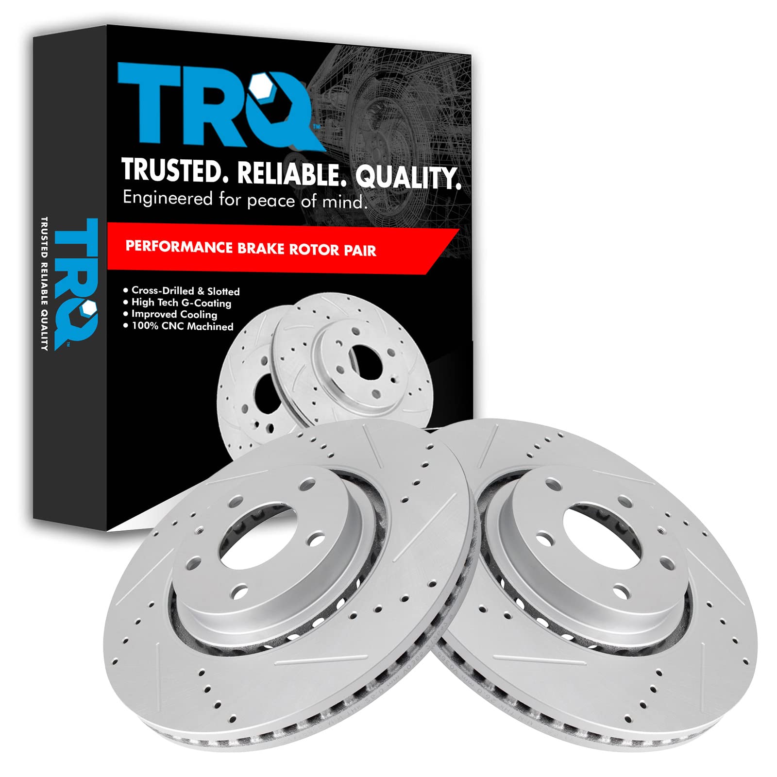 Trq Front Performance Brake Rotors Set Premium G-Coated Compatible With 2019-2021 Mazda 6 Cx-5 2016-2021 Cx-9