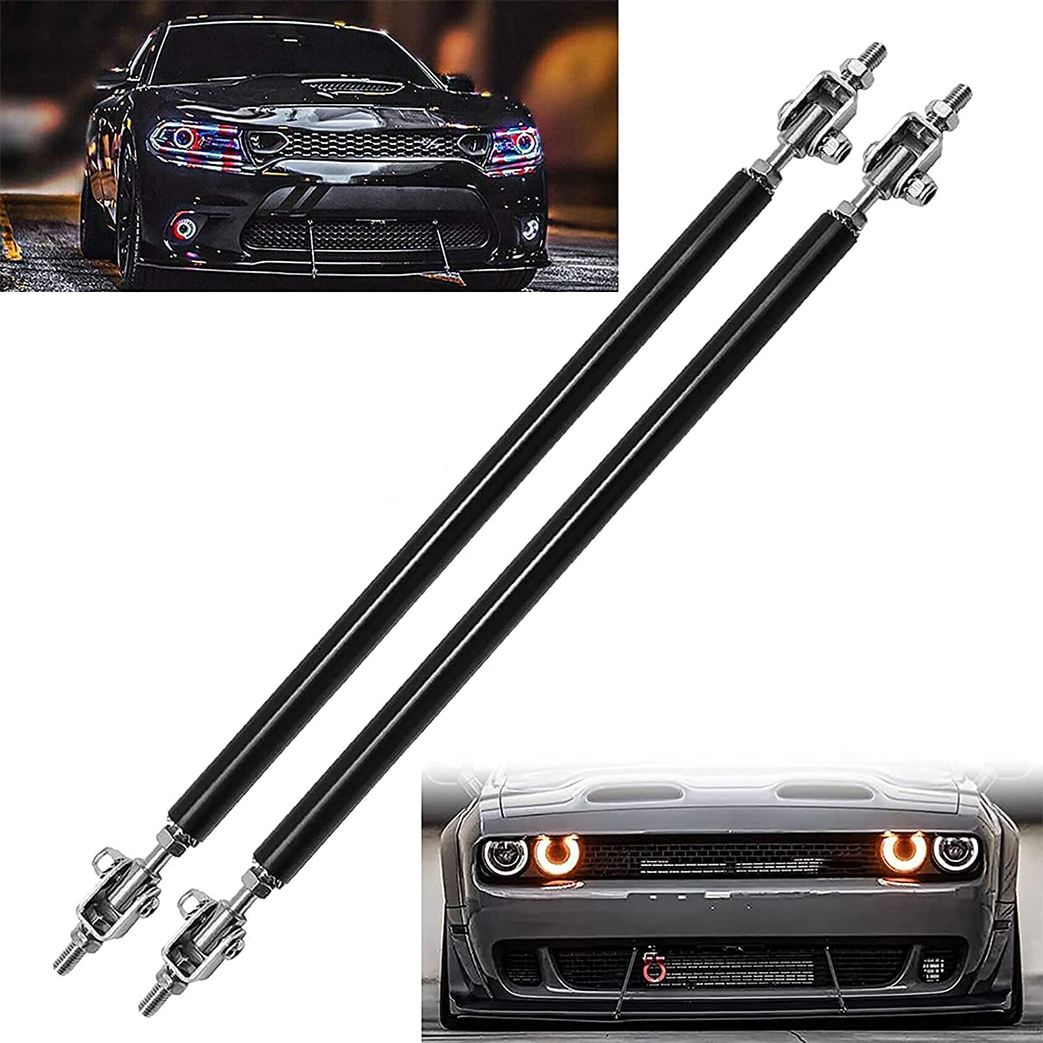SZKAIDAG Universal 8-11 Splitter Strut Rods, Adjustable Black Front Lip Support Rods for Front Bumper (2PCS)