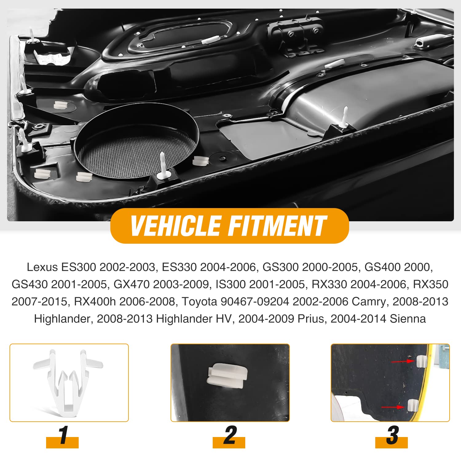 Gooacc 50Pcs Rear Hatch Door Side Garnish And Front Body Pillar Garnish Moulding Clip For Toyota Lexus 90467-09204