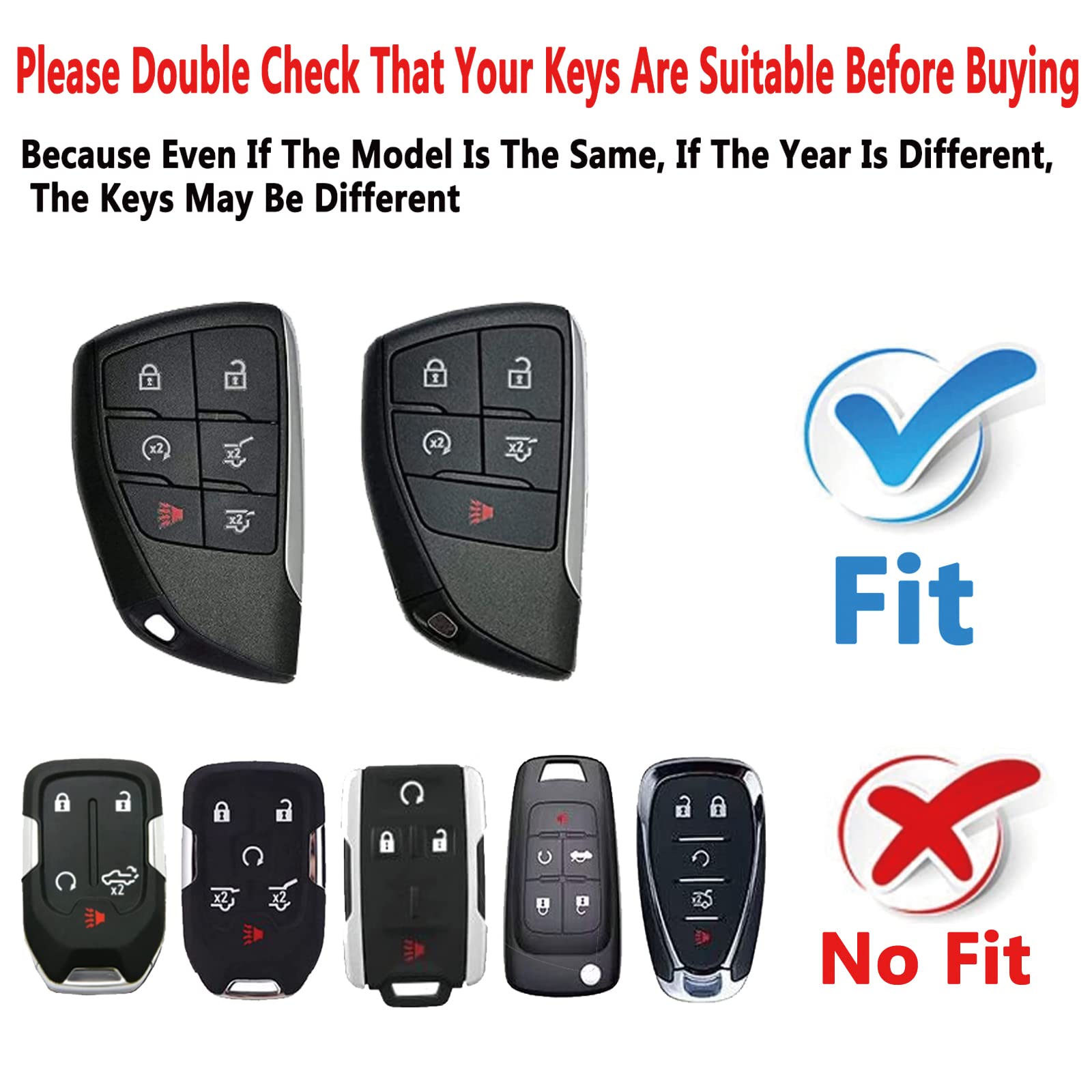 Yuebutor Key Fob Cover Case Compatible With Chevy 2021-2023 Suburban Tahoe Gmc Yukon Buick Encore Avenir Accessories Shell (White)