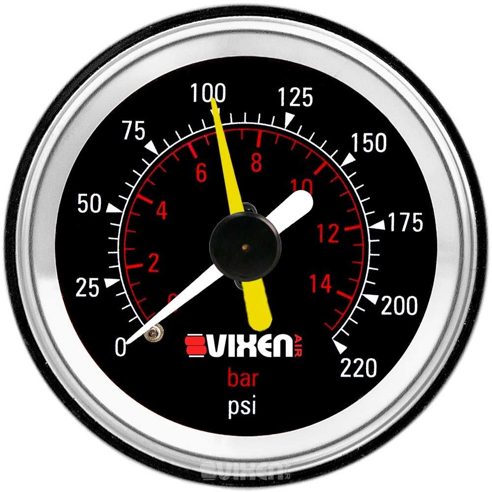 Vixen Air One 2' Dual Needle Air Pressure Black Gauge With Two Momentary Switches And Metal Dash Panel Kit Vxf1Gp2Rkb