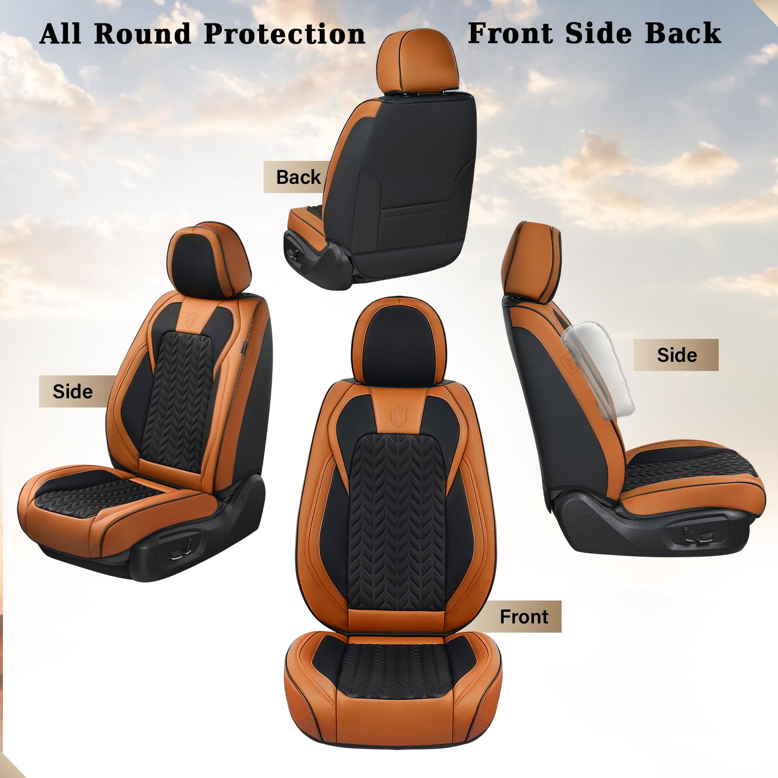 Coverado Car Seat Cover, Front Seat Cover, 2Pcs Car Seat Protector, Seat Covers For Cars, Breathable Faux Leather Car Seat Cushi