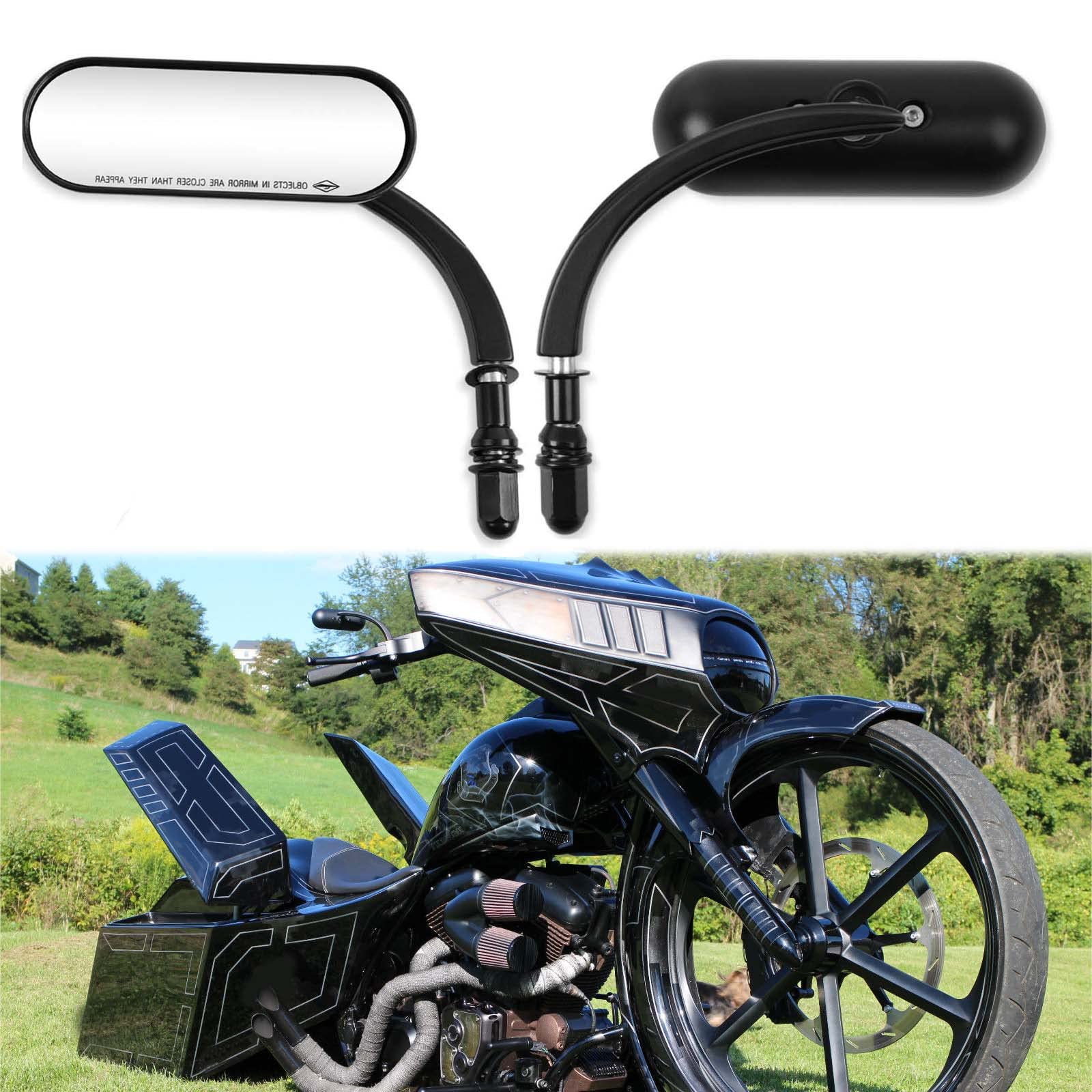 MISS MOLY 8mm 10mm Motorcycle Mini Black Sportster Mirrors, Aluminum, Compatible with Honda, Suzuki, Harley, Model LXECBUS242, Black#1