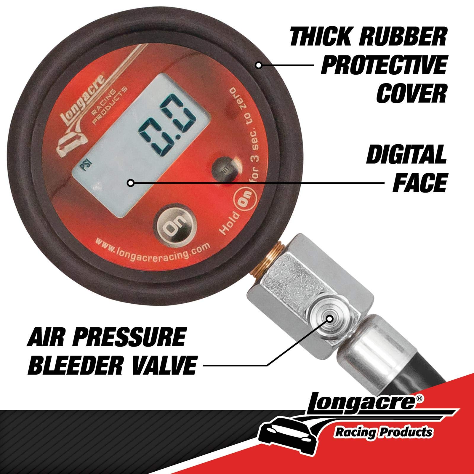 Longacre Tire Gauge 0-100 PSI Range Model 52-53036 - Plain Design