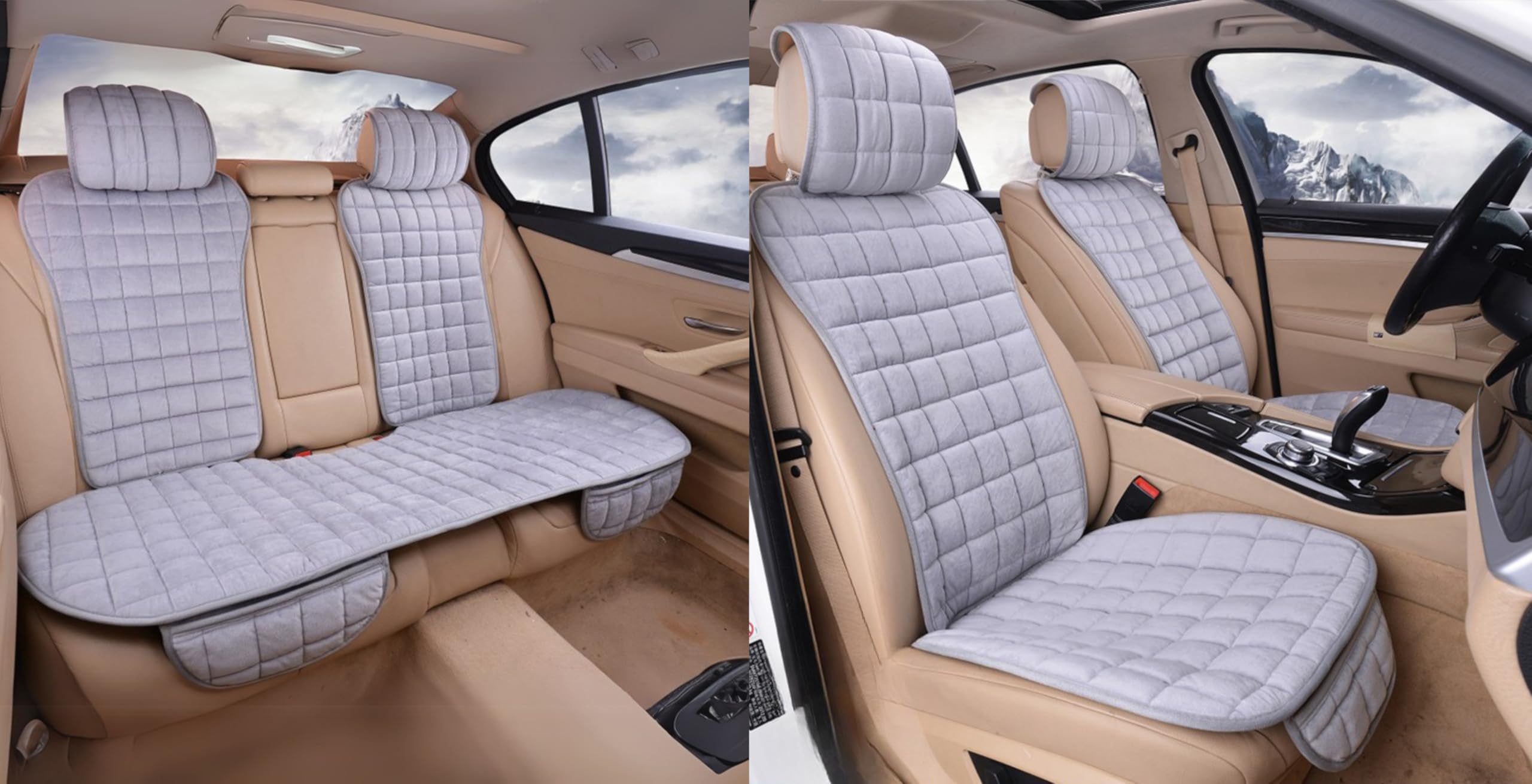 HSR 7 Pcs Set Comfortable UltraSoft Car Seat Cover, Breathable Flax Fabric Front & Back Seat Car Seat Cover for All Seasons  U
