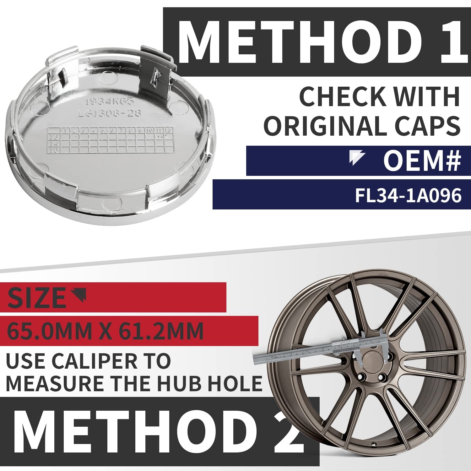 KitsPro Wheel Center Caps for Ford Expedition/Explorer/Ranger/F150, Chrome, 65MM Outer, 61MM Inner, Pack of 4, Model KP00021WCC-4