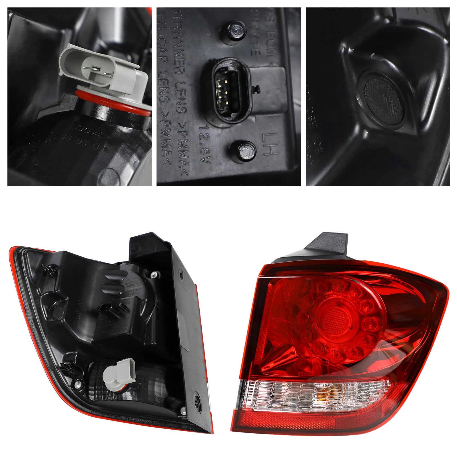 Cnygo Outer Led Tail Light Assembly Compatible With Dodge Journey 2011 2012 2013 2014 2015 2016 2017 2018 Rear Lamp Brake Taillights Replacement With Bulbs (Right Passenger)