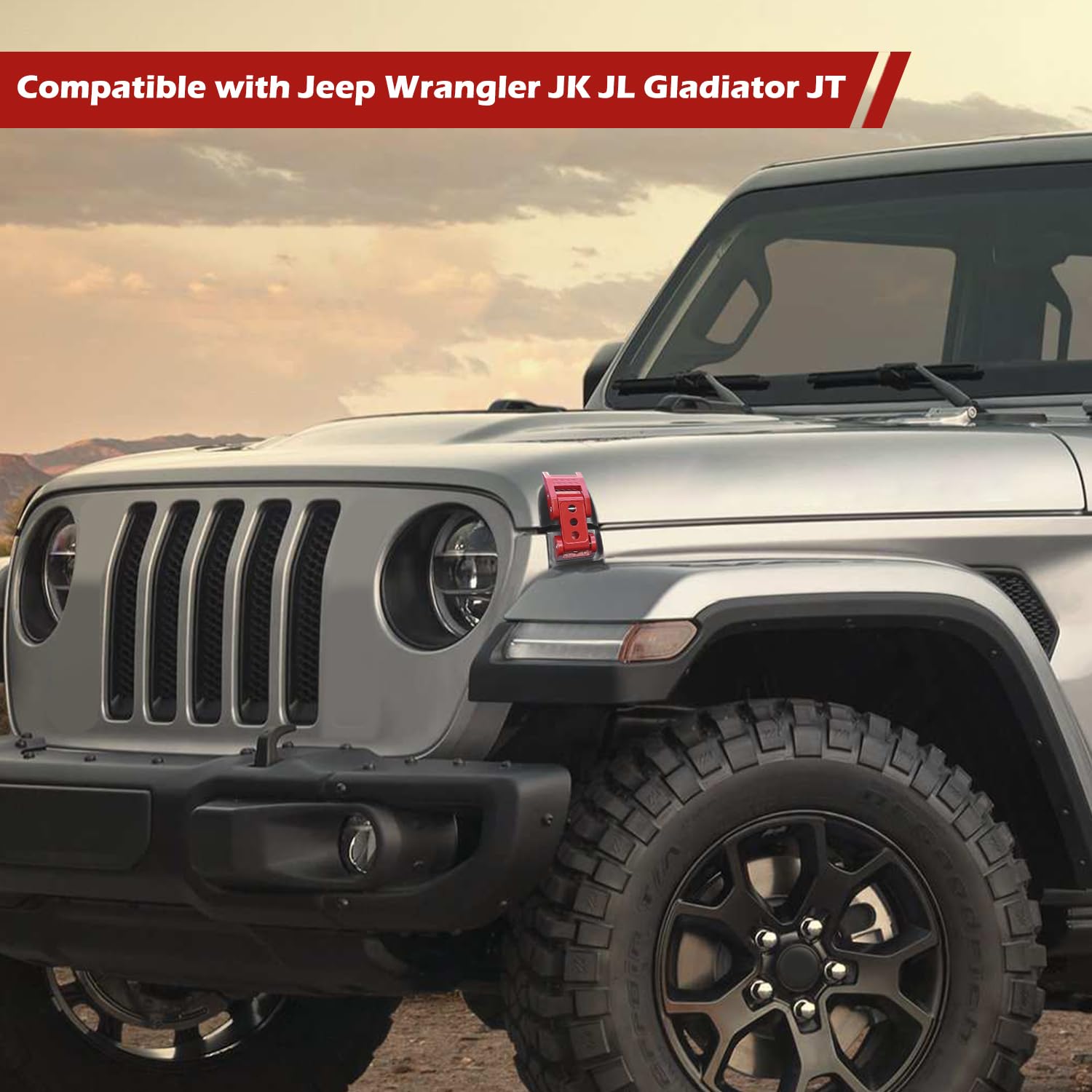 Rt-Tcz For Wrangler Hood Latches Catch Kit Compatible With Jeep Wrangler Jk Jl Gladiator Jt Red Exterior Accessories 2Pcs (3-Hol