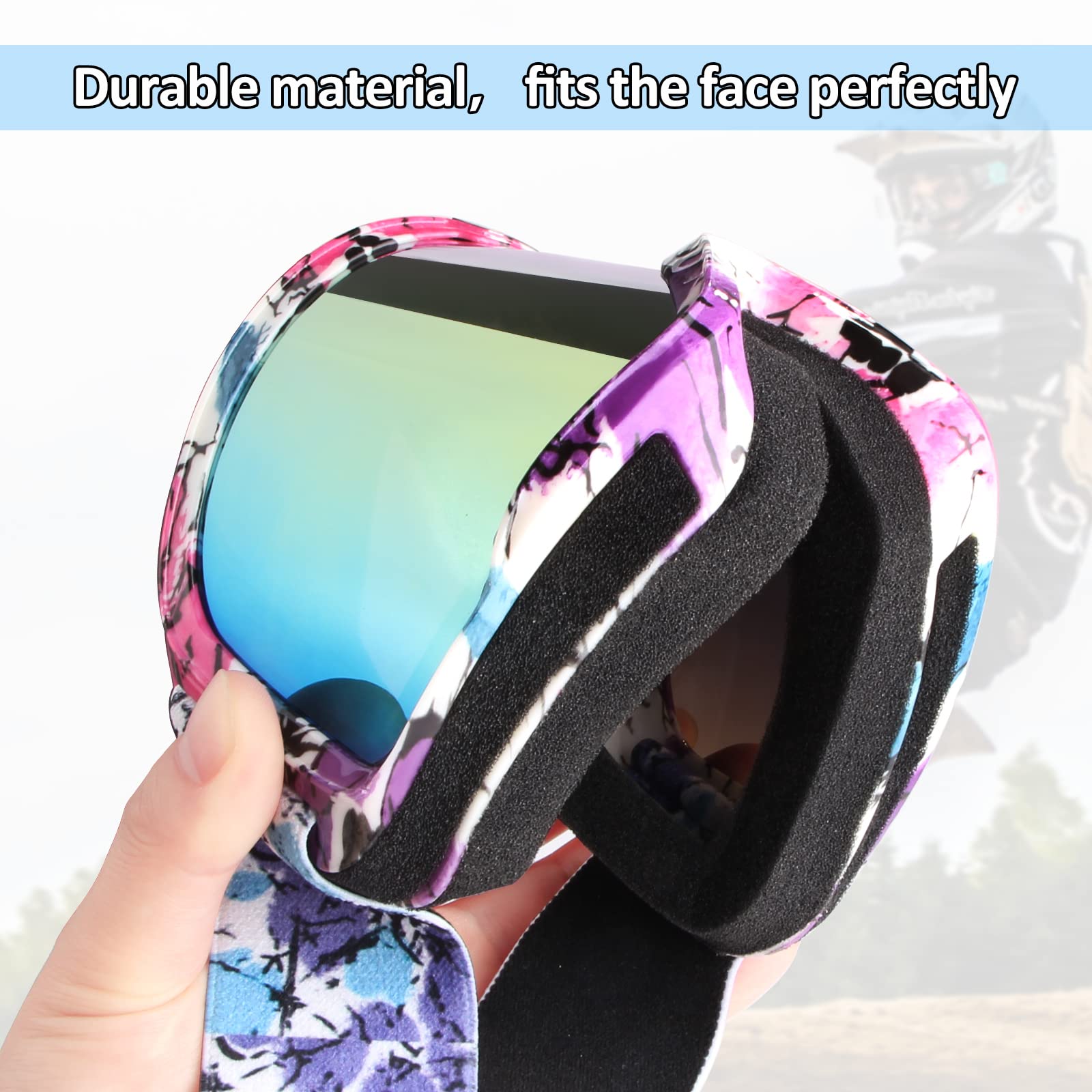 LMAVAG ATV Goggles Dirt Bike Goggles Motorcycle Goggles for Men Women Motocorss Riding Racing Goggles Offroad MX Goggles UV400 A