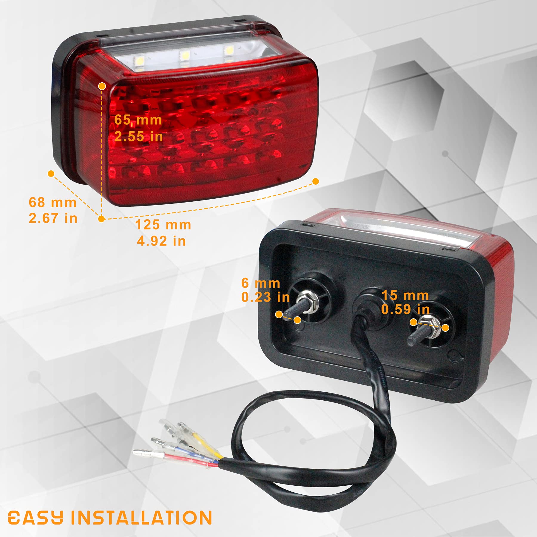 Quasco Led Tail Light Red Lens Atv Taillight Brake Lights Compatible With Yamaha Grizzly Big Bear Bruin Kodiak Wolverine Rhino V