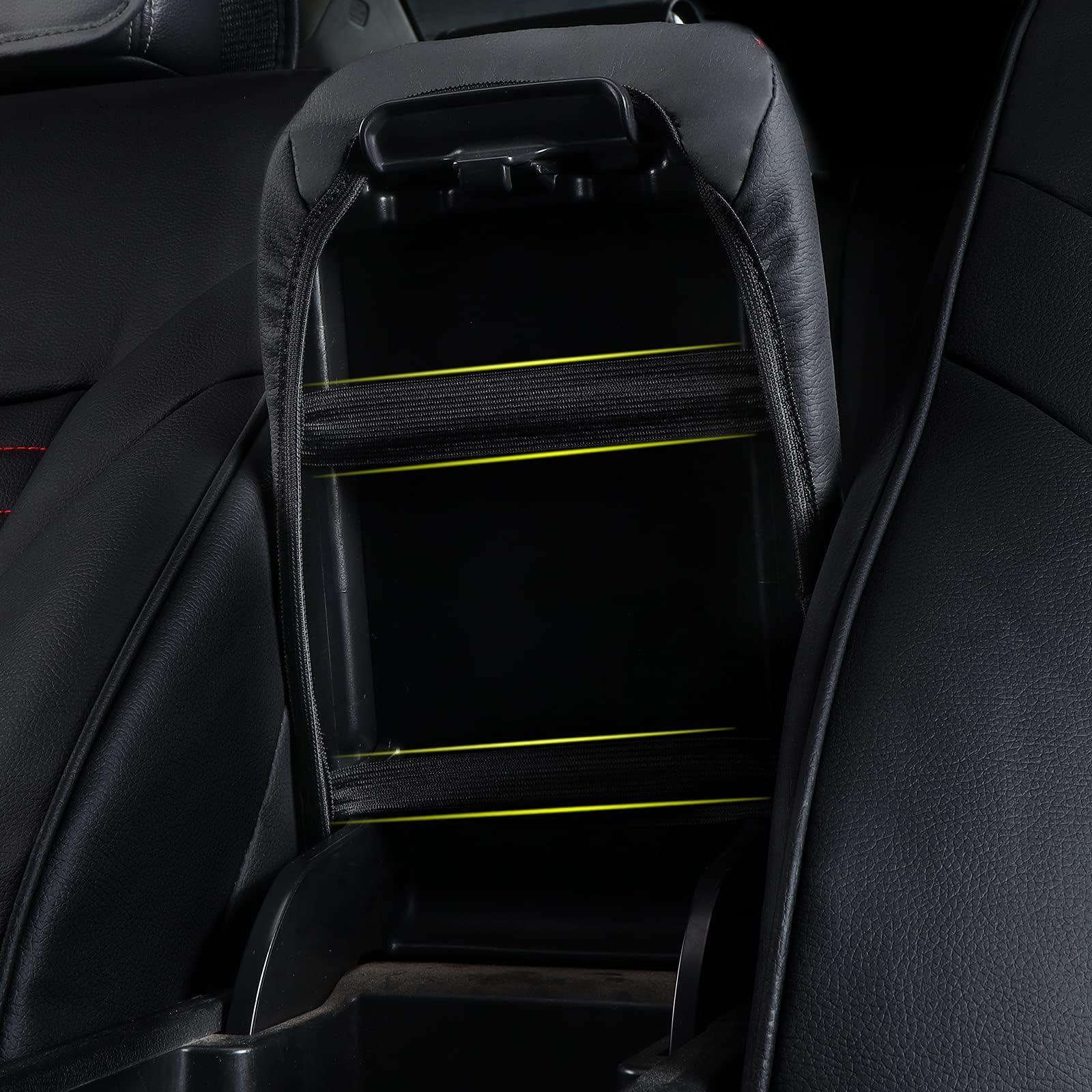 AOMSAZTO Console Cover for Nissan Altima 2019-2025, Black with Red Stitches, Armrest Protector