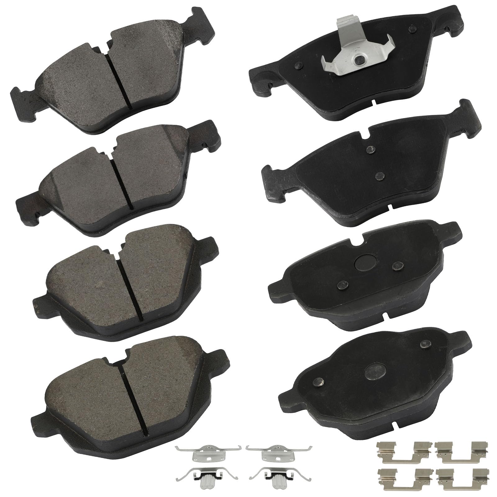 Cciyu D1504 Front(Semi-Metal) & D1473 Rear(Metal) Disc Brake Pads Set W/Hardware Fit For Bmw For 528I 2011 2014-2016