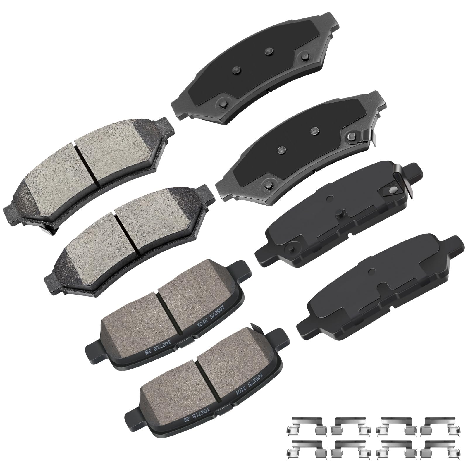 Cciyu D1075 D999 Front & Rear Disc Brake Pads Kit For Buick Allure 2005-2009,For Buick Lacrosse 2005-2009,For Pontiac Grand Prix