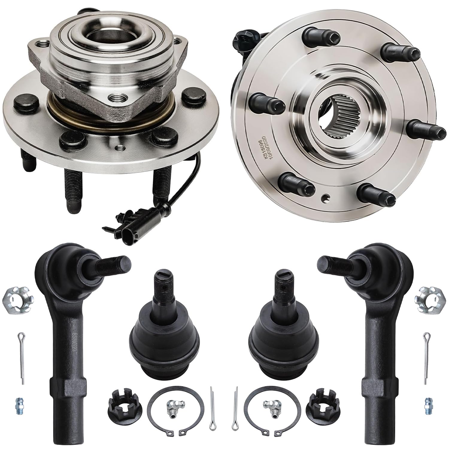 Detroit Axle - 4WD Front 6pc Wheel Bearing Hubs Kit for Suburban Silverado Sierra Yukon XL 1500 Chevy Tahoe GMC Cadillac Escalad