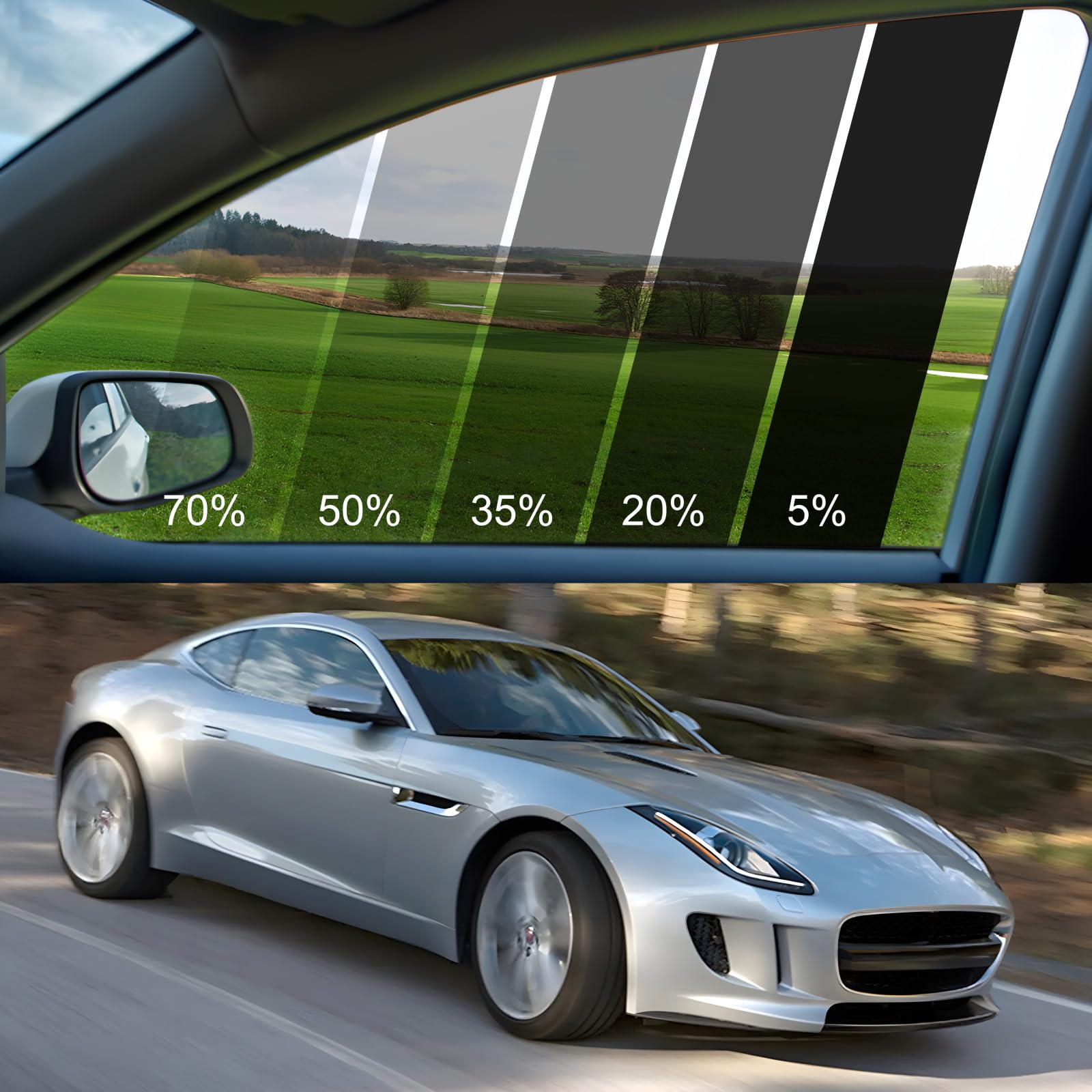 Car Window Tint Film, Automotive Protection Privacy Sun Shade Roll, All Car Side & Rear Windows Tint Film, Heat UV Blocking,Scra