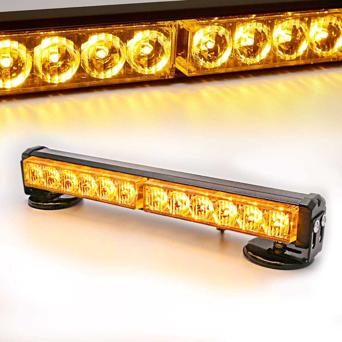 LE-JX Amber Wireless Battery Traffic Advisor Emergency Lights Bar Beacon Led Strobe Warning Light Mini Roof Top Plow Hazard Flas