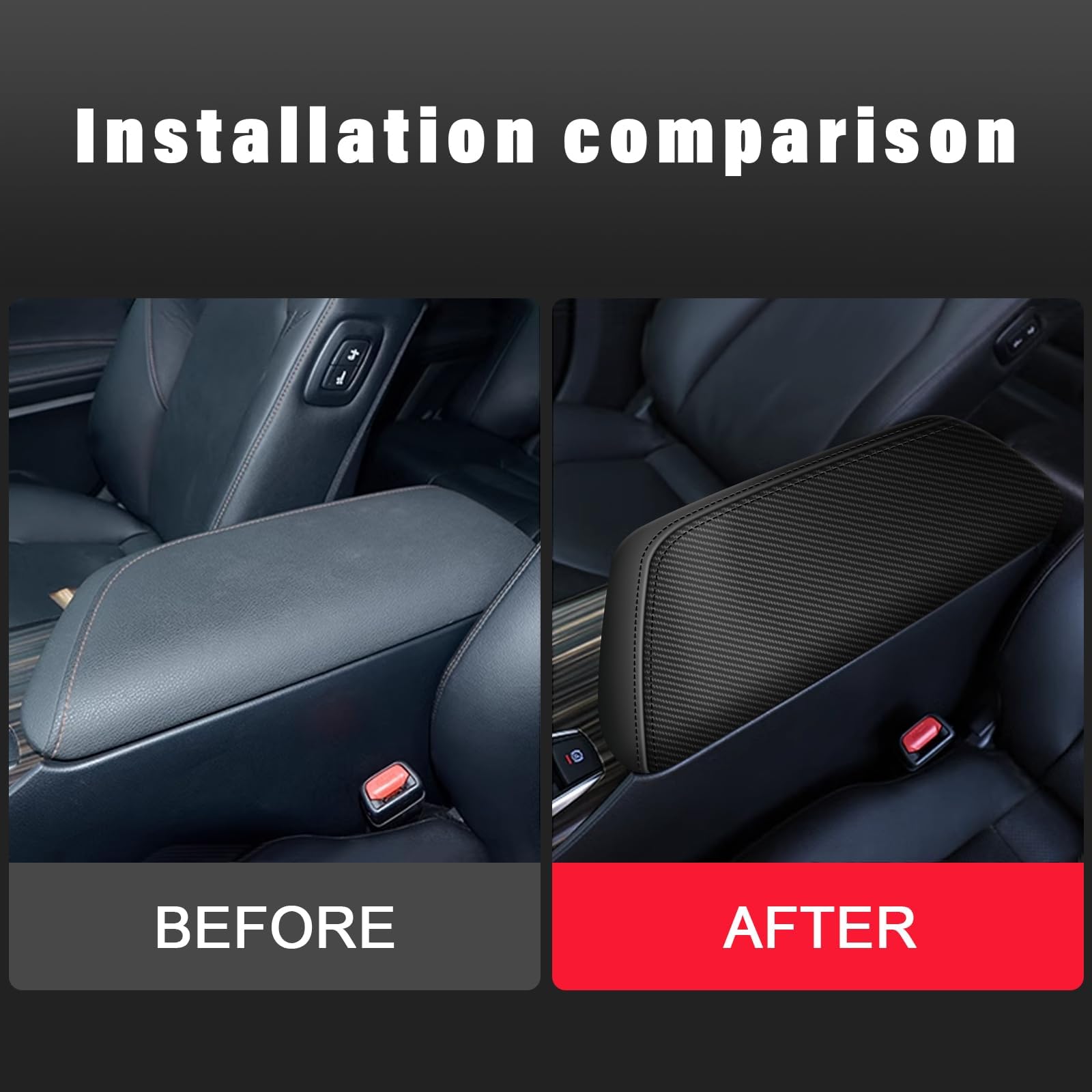 AOMSAZTO Carbon Fiber Armrest Covers for 2018-2024 Toyota Camry, Black, Fits L, LE, SE, XLE, XSE, Hybrid, V6,