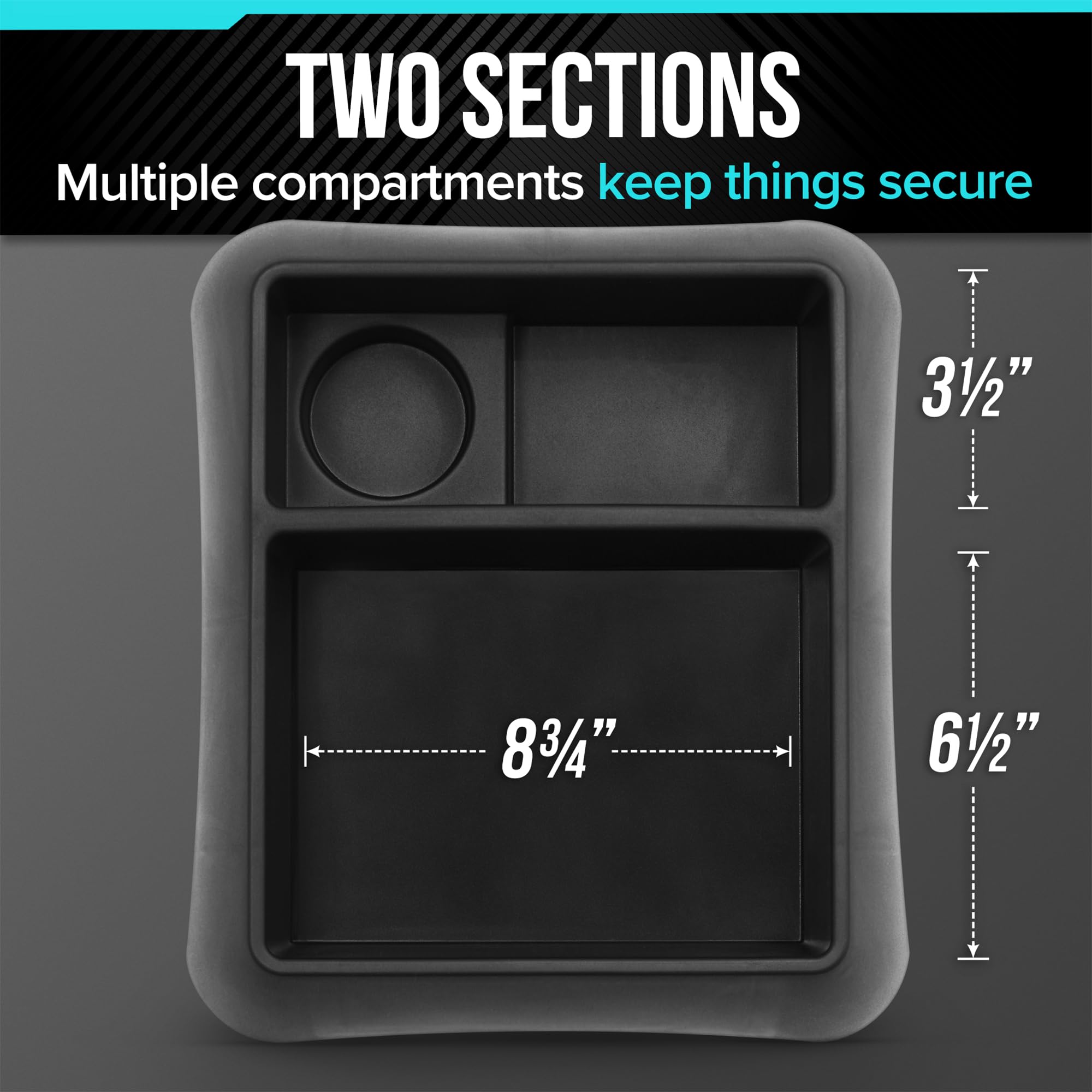Moblorg Heavy Duty Storage Organizer - Recycled Plastic, 13.75"x12"x4.5", Black, Model 2180113-1 for Vehicle Trunk, Garage, Under Sink