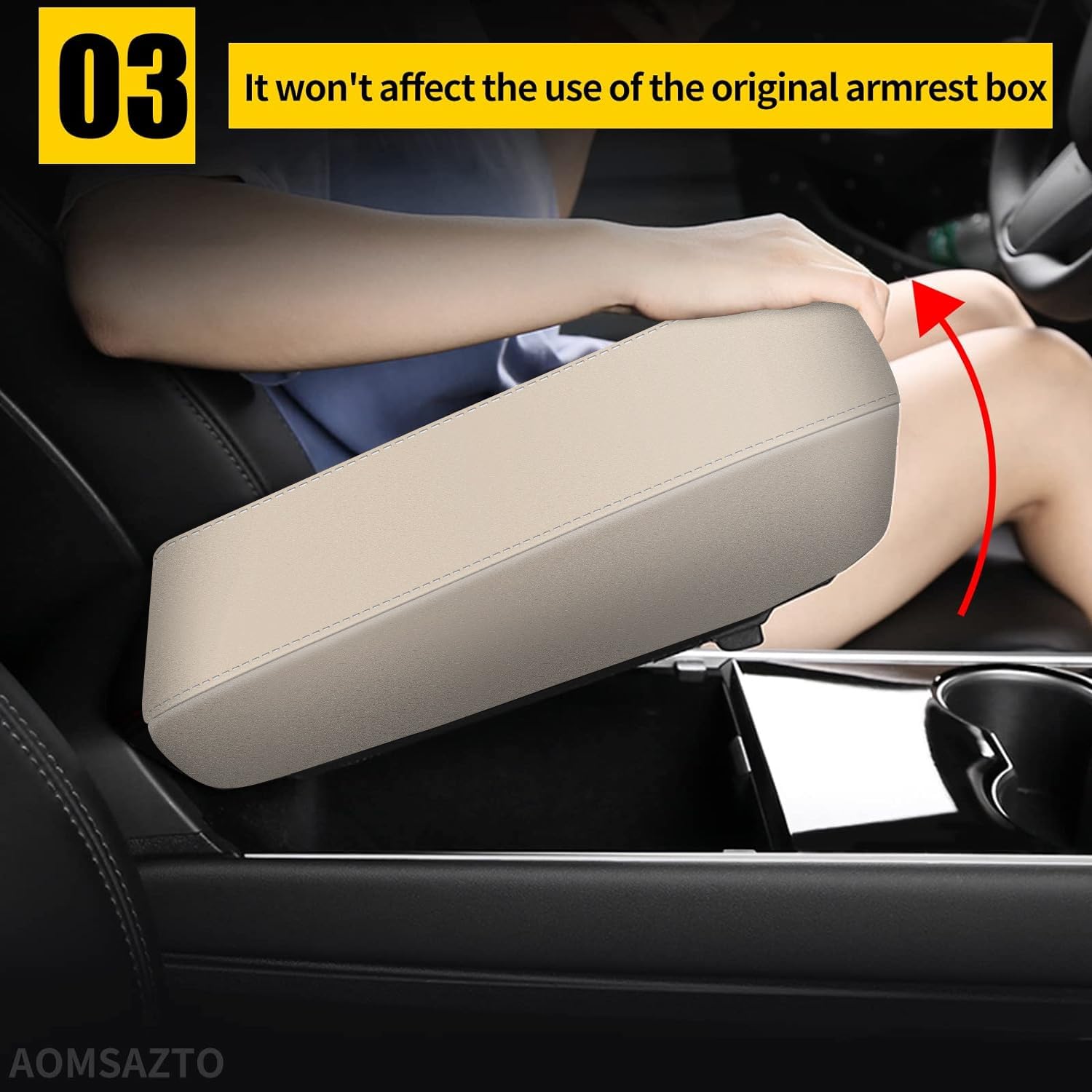 Aomsazto Armrest Covers For 2011-2021 Grand Cherokee Beige