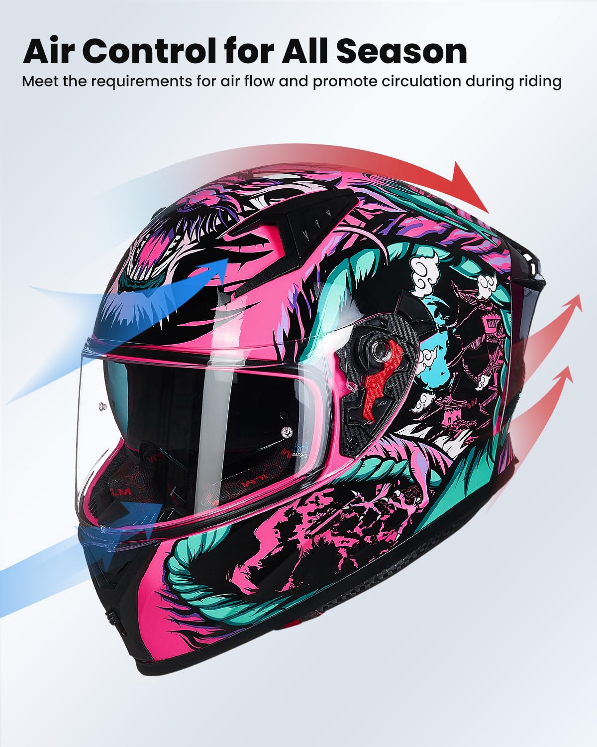 ILM Full Face Motorcycle Helmet, DOT Approved, EPS Material, Small, Legend Pink, Model ILM-Z501, Pinlock Compatible Visors