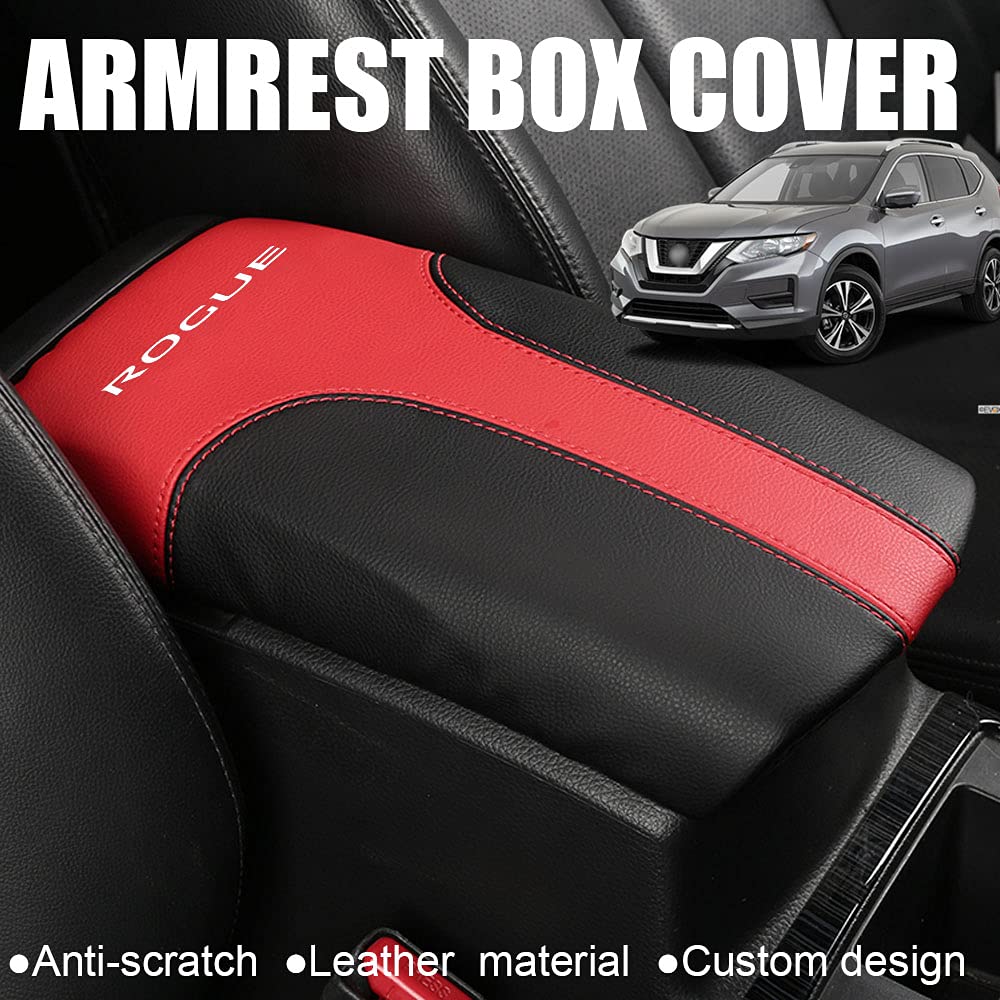 Xiter Car Armrest Cover Saver, 1 Pc Center Console Leather Pad Fit For Nissan Rogue 2014-2020, 2017-2022 Rogue Sport Central Con