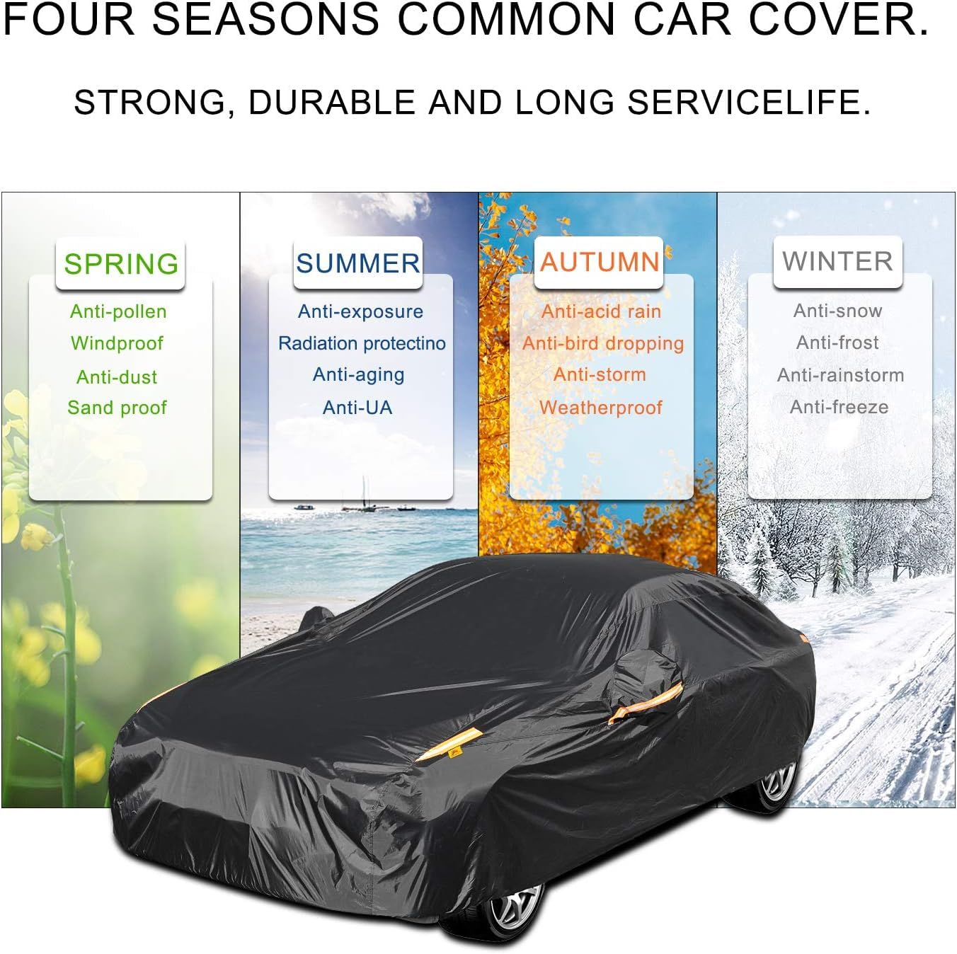 Color Rain Time Uv Protection Car Cover Windproof Dustproof Scratch Resistant Outdoor Universal Full Car Covers For Sedan Xxxl