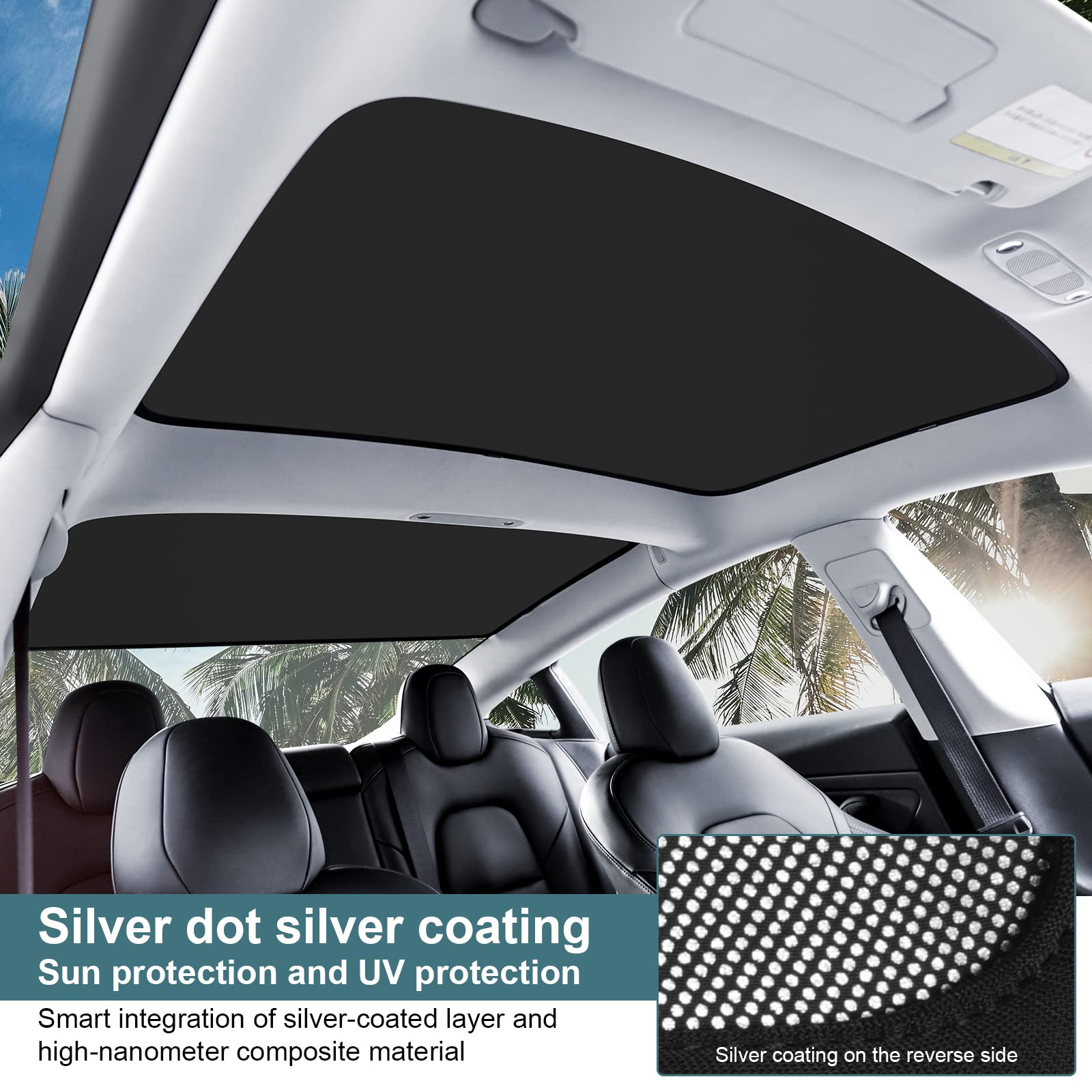 KUNIST Roof Sunshades for Tesla Model 3 2023, Upgraded Sunroof Shade Sunshade Roof Sun Shade for Tesla Model 3 Accessories 2021-