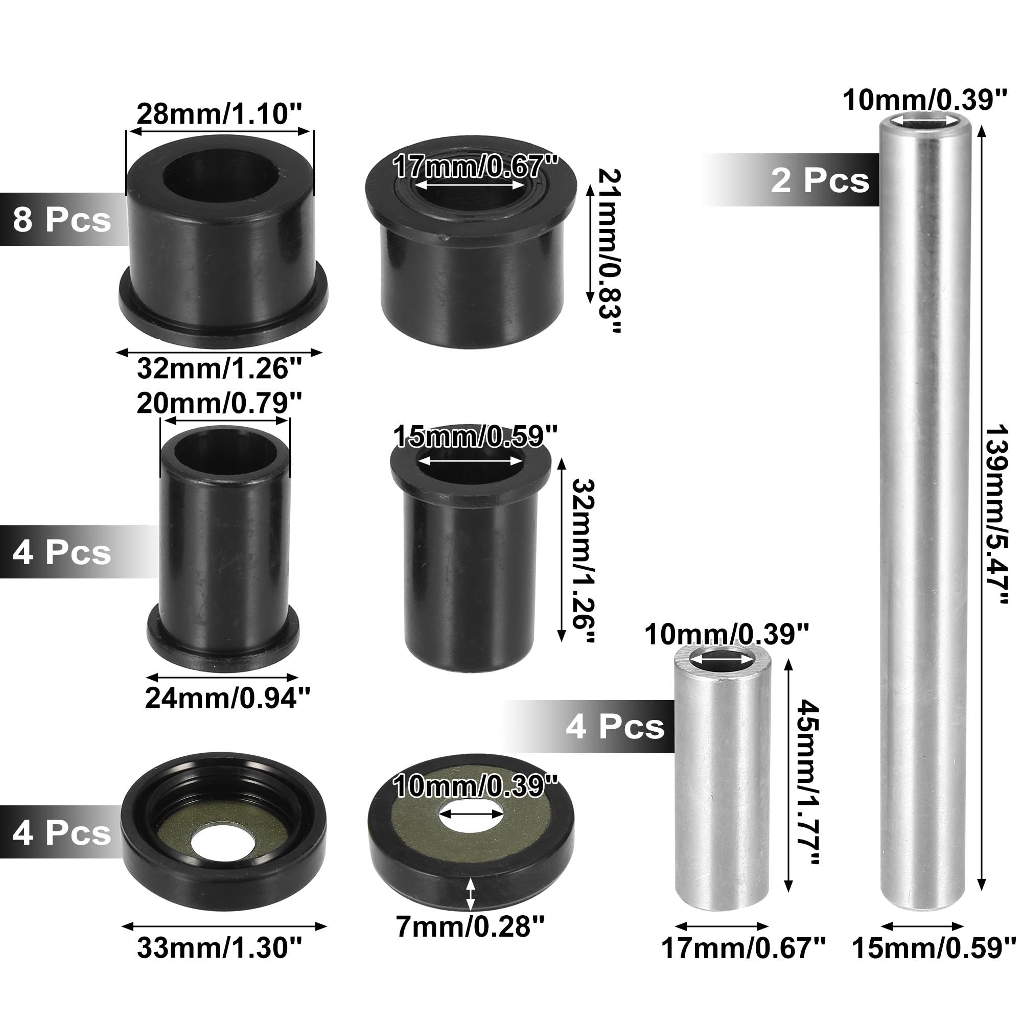 Motoforti Front Upper And Lower Control Arm Bushings Kit Suspension For Honda 500 Foreman Rubicon Trx500 Fa Trx500 Fga Trx500 Fpa 4X4 2001-2017