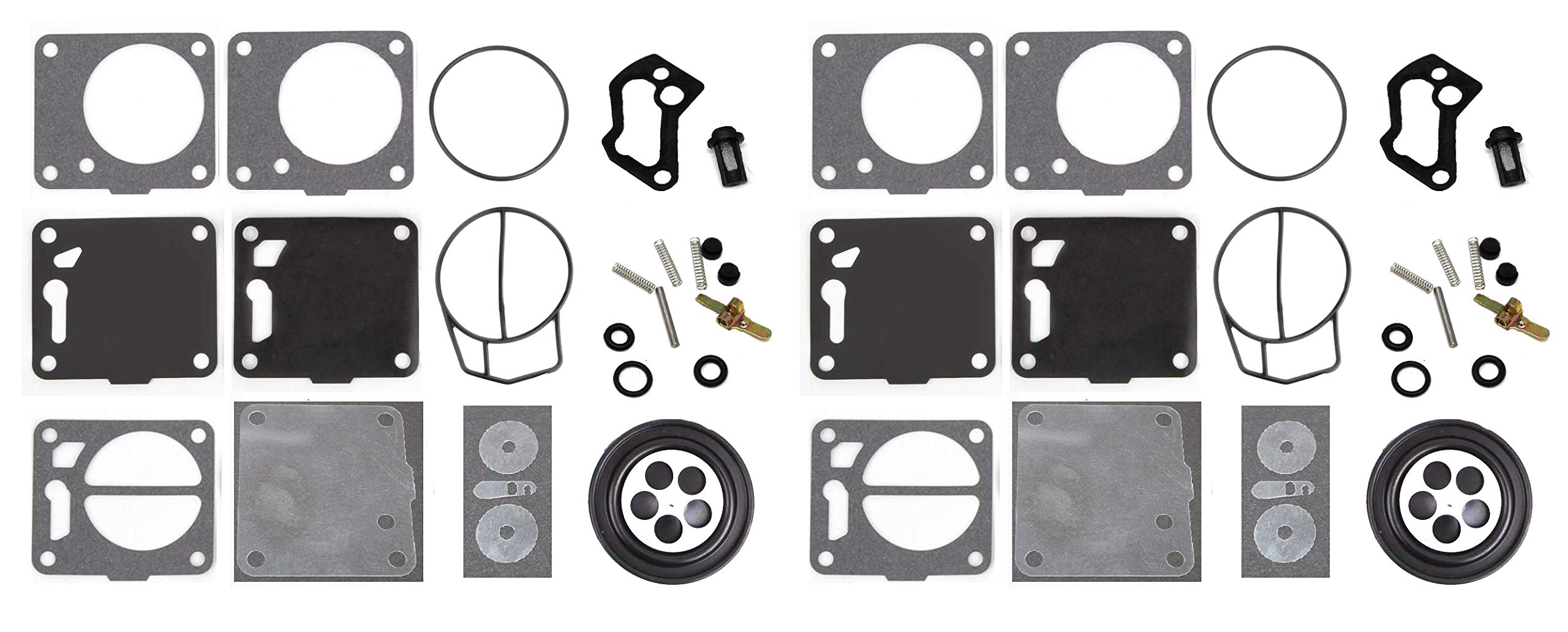 Aftermarket Dual Carb Rebuild Kit with Base Gaskets 007-494 Compatible with Sea-Doo / Polaris 3240128 / Kawasaki 11060-3786 650
