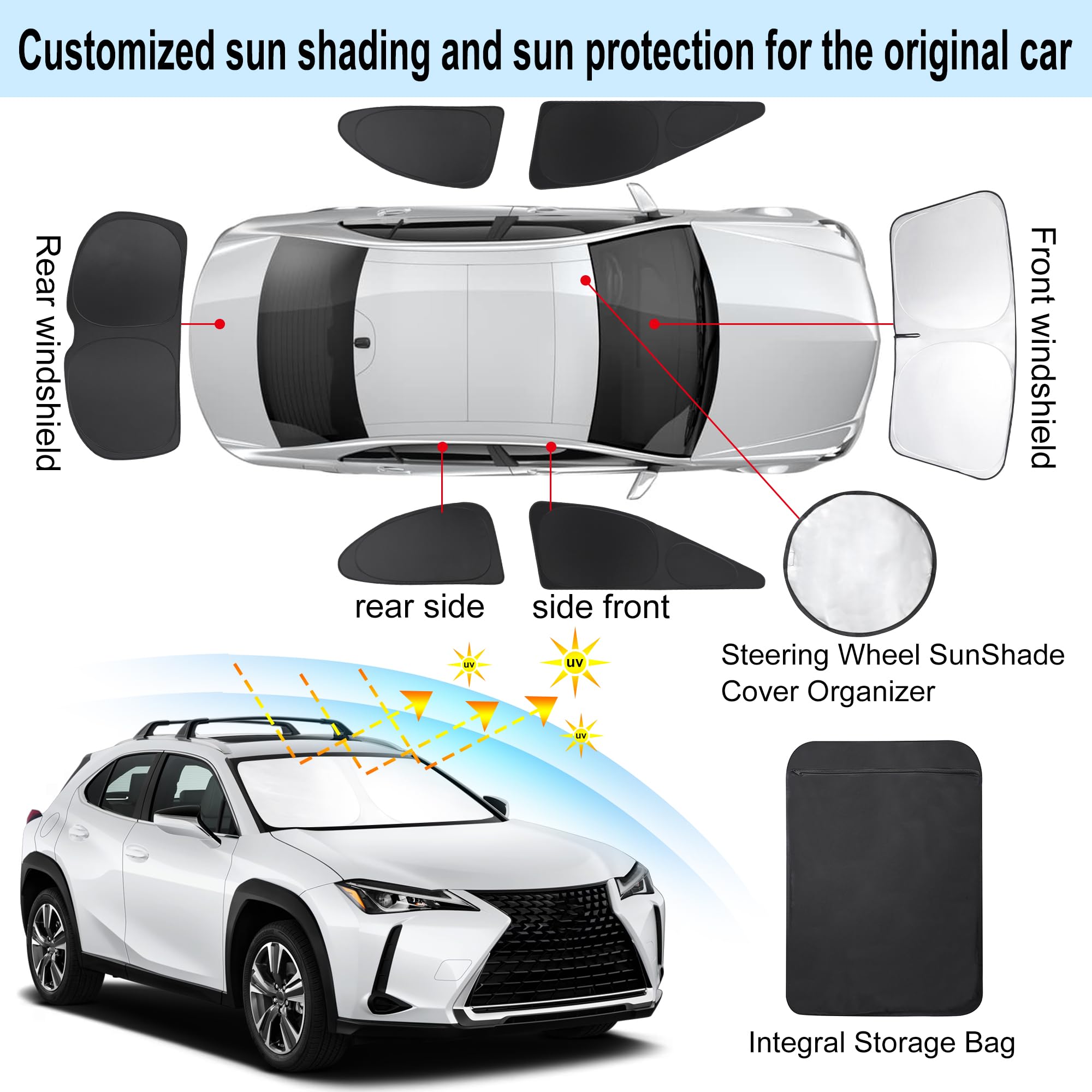 TINGLU Window Shades for Lexus UX 2019-2024 2025 Accessories Car Side Full Windows Windshield Sun Shade Sun UV Rays & Privacy Pr