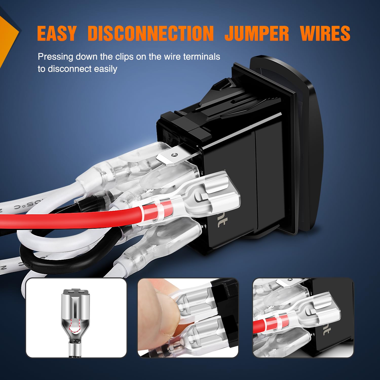 Nilight DPDT Waterproof Rocker Switch 12V 24V for Cars, Trucks, RVs, ATVs - ON Off ON Red, Model 90359R