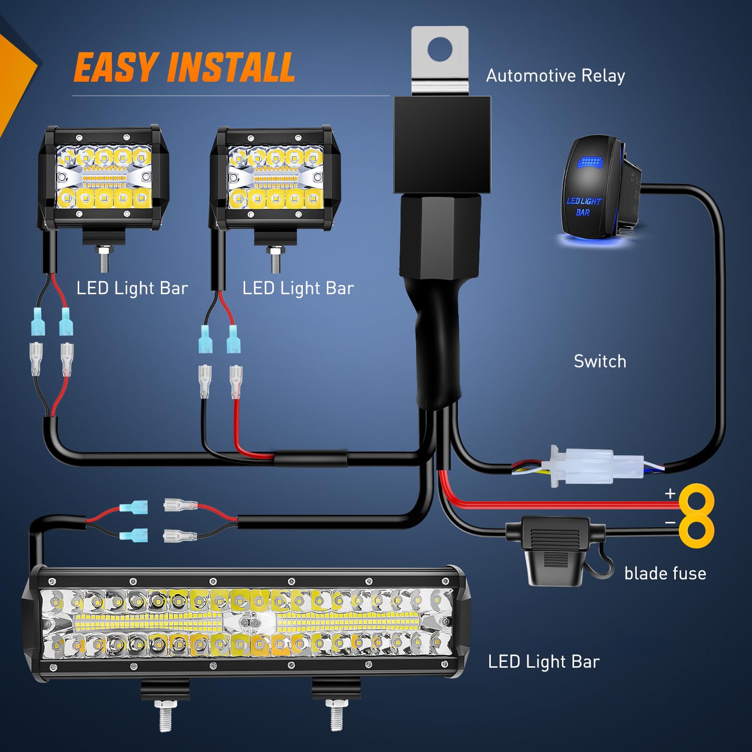 Nilight 12 Inch 300W Triple Row Spot Flood Combo 2 Pcs 4 Inch 60W Led Pods Flood Boat Lights Driving Fog Lights Work Light For T