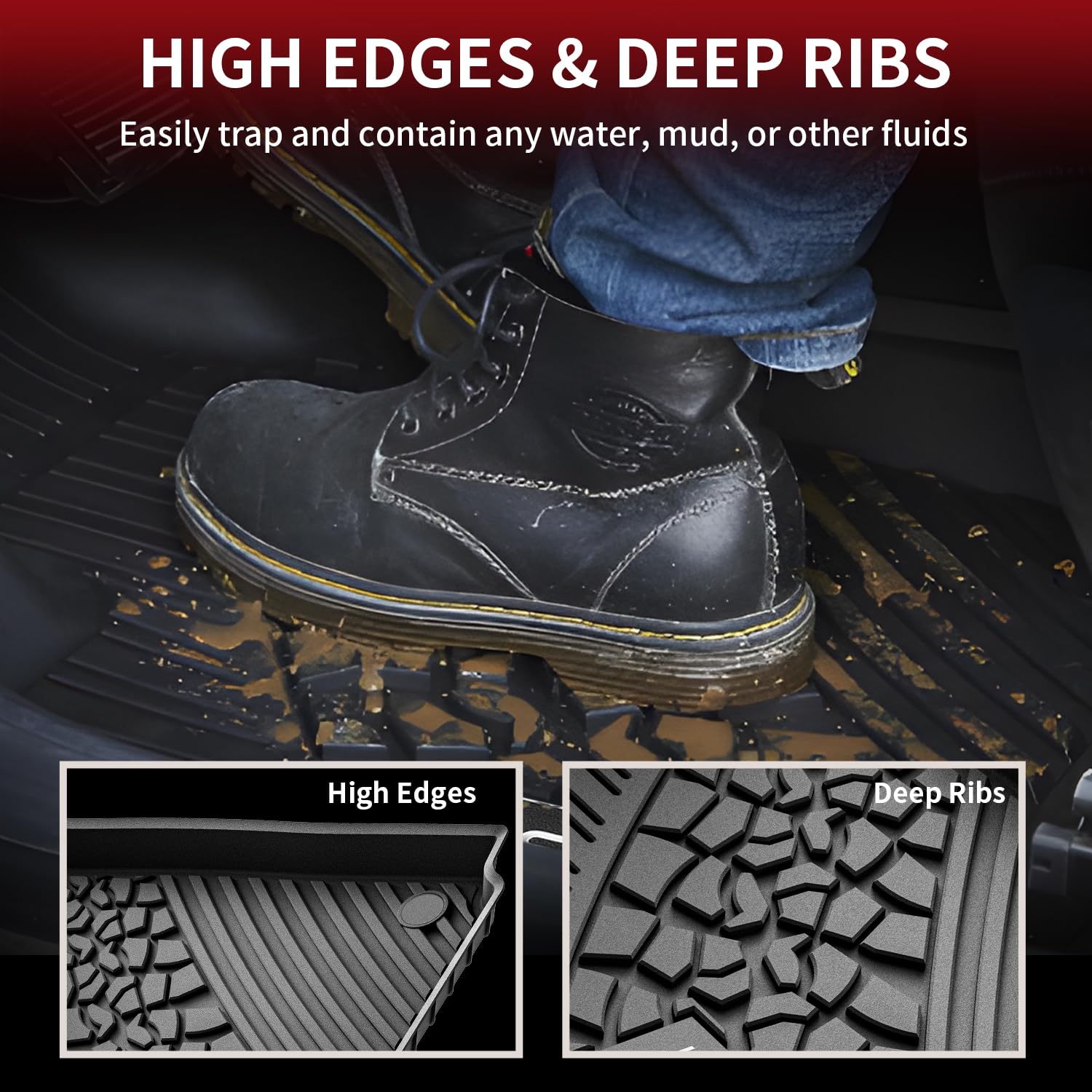 Lasfit Floor Mats & Trunk Mat For Jeep Grand Cherokee 2022-2025 5-Seat (Include 4Xe, Not For L), All Weather Tpe Custom Fit Car