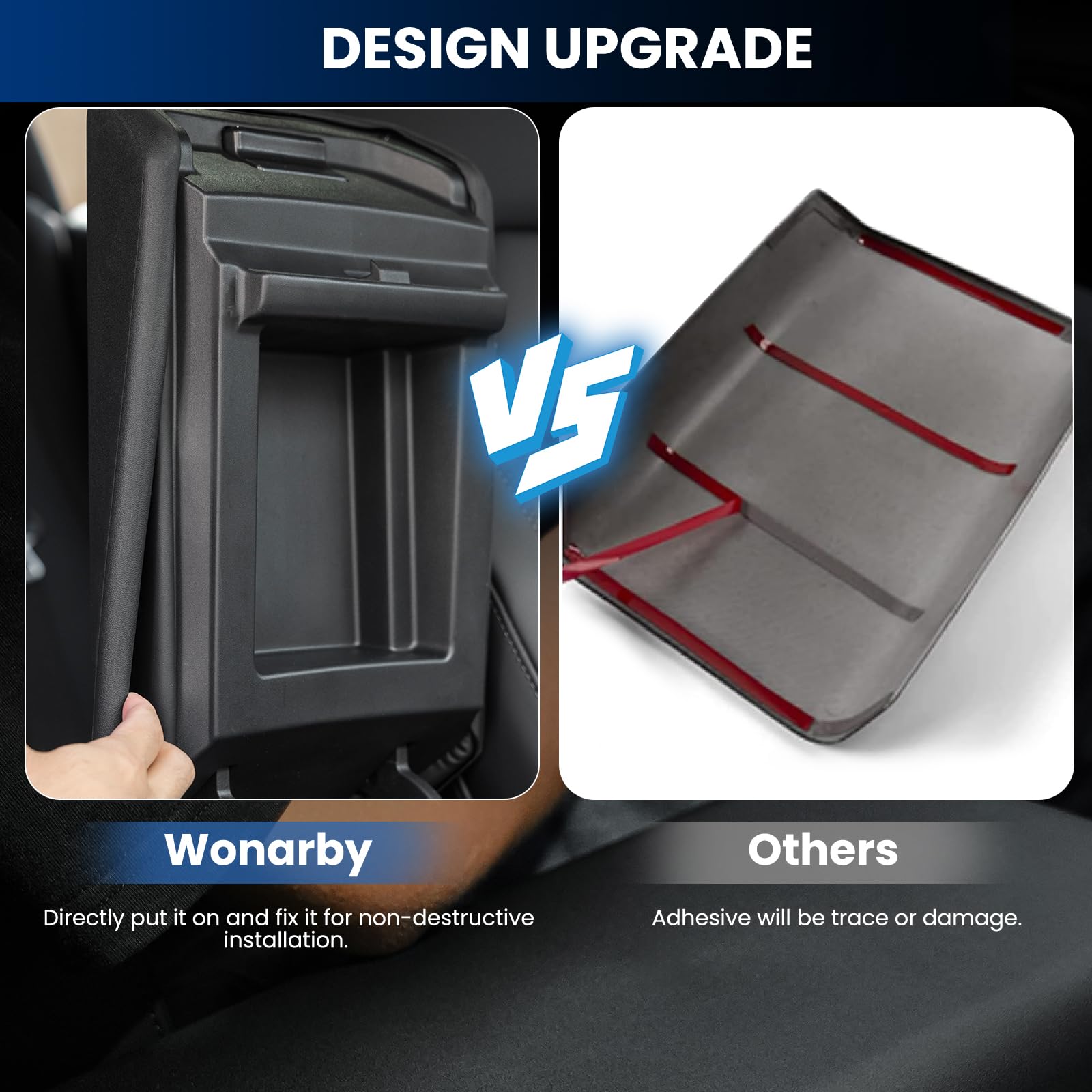 Tesla Model 3/Y Armrest Accessories - Wonarby Center Console Cover for Tesla - Car Armrest Box Cover Decoration Interior for Mod