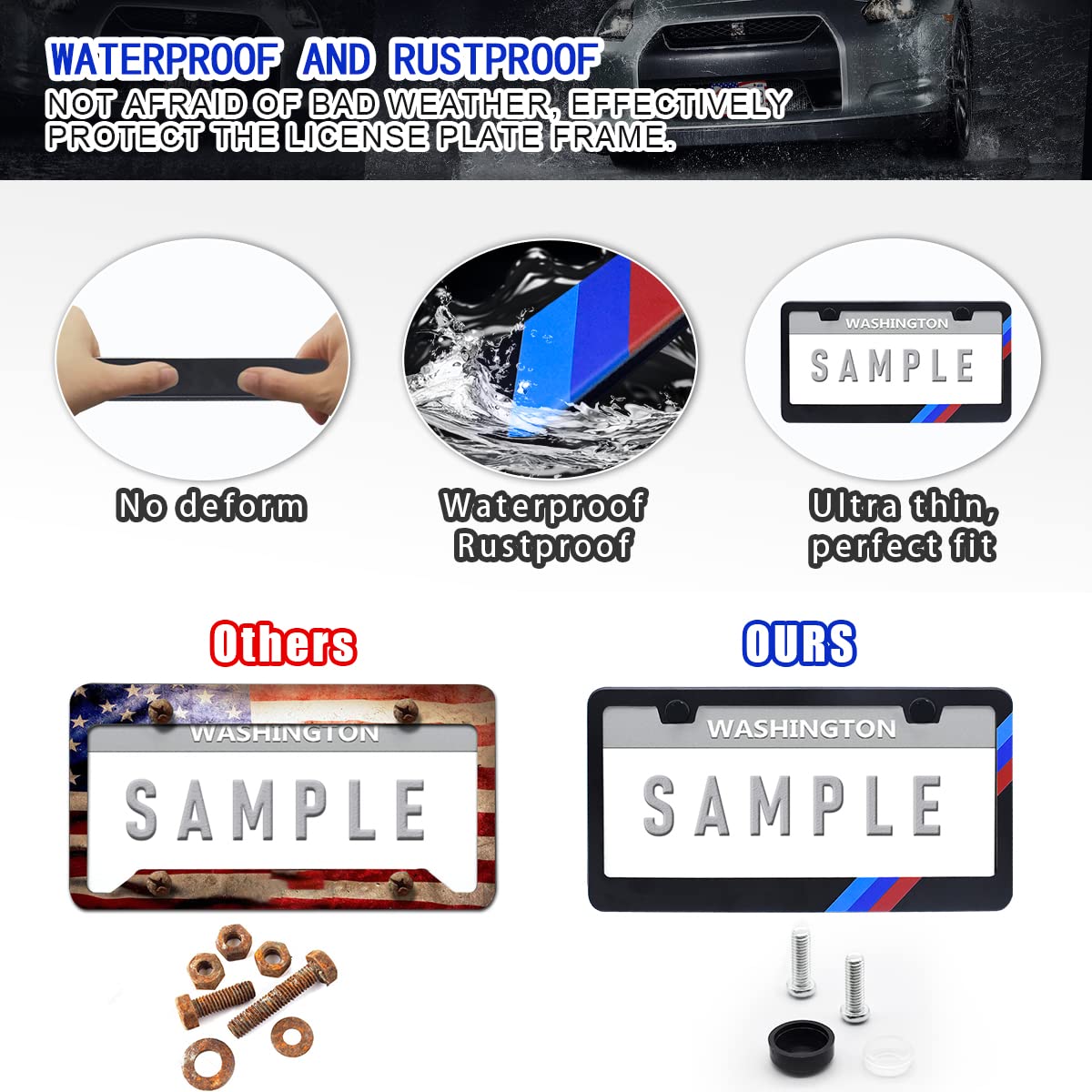 Matte License Plate Frames For Bmw Aluminum Alloy 3 Color License Plate Cover Holder Fits For All Bmw License Plates Sports Logo