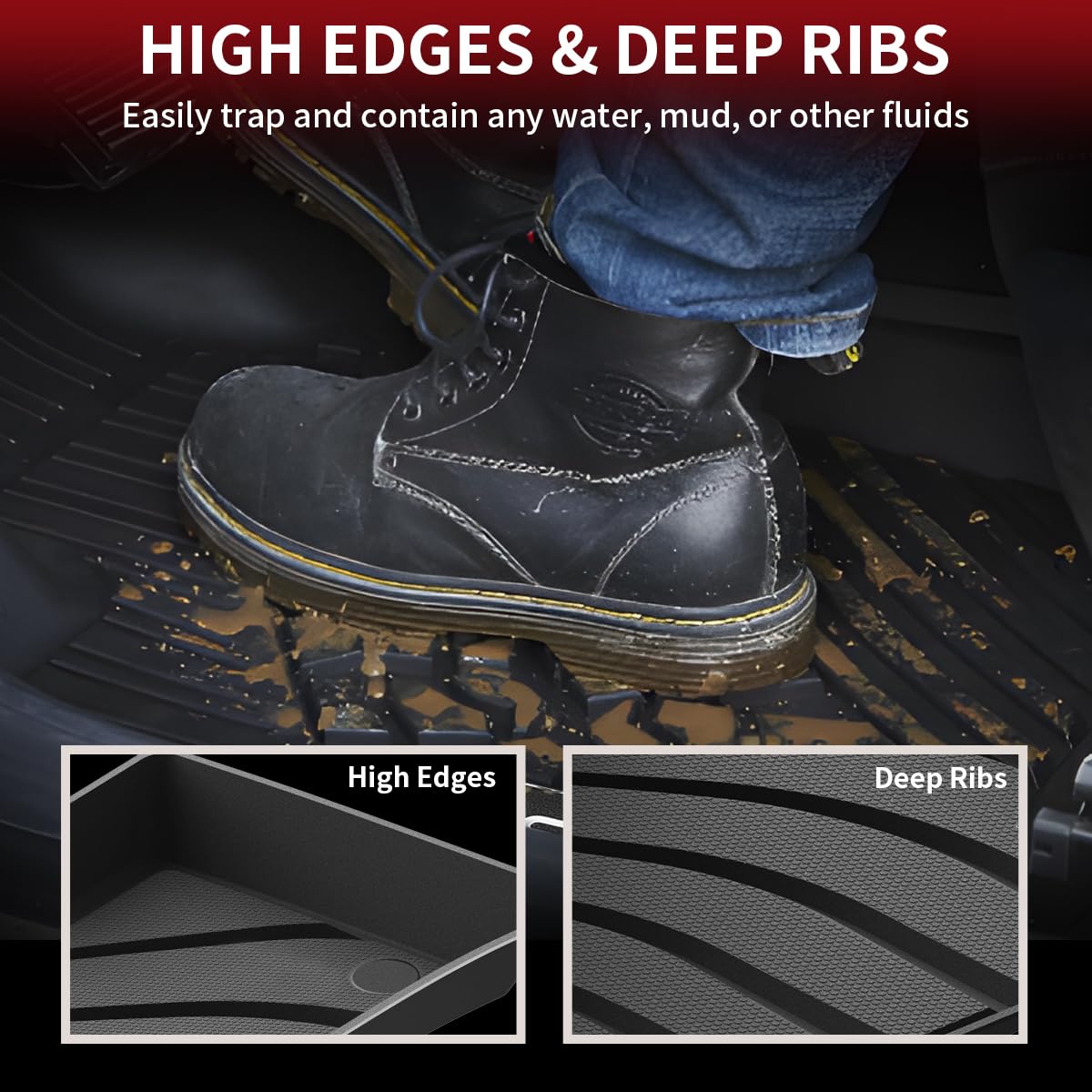 LASFIT Floor Mats for Porsche Macan 2014-2025, Custom Fit TPE Rubber, Black, 30*22*5, Easy to Clean, Model LL-PR01