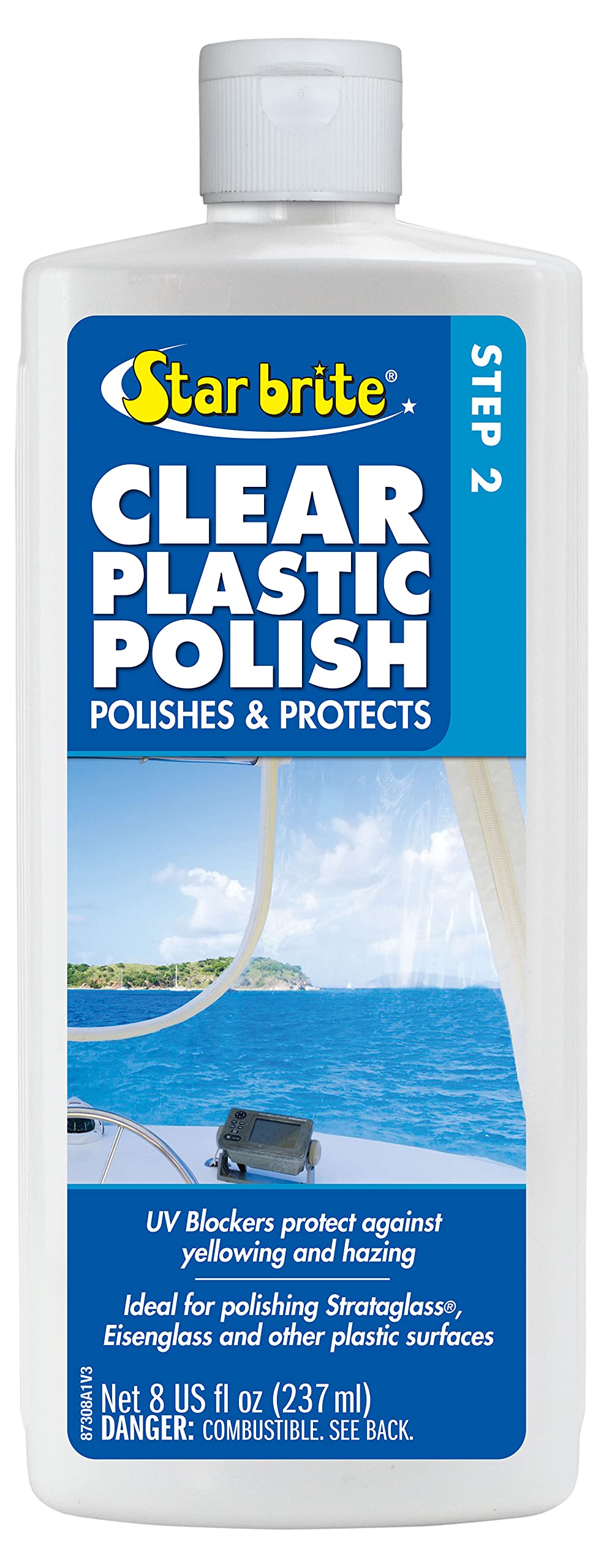 STAR BRITE Clear Plastic Polish - Step 2 - Ultimate Restoration for Plastic, Acrylic & Polycarbonate Surfaces, UV Protection, Ea