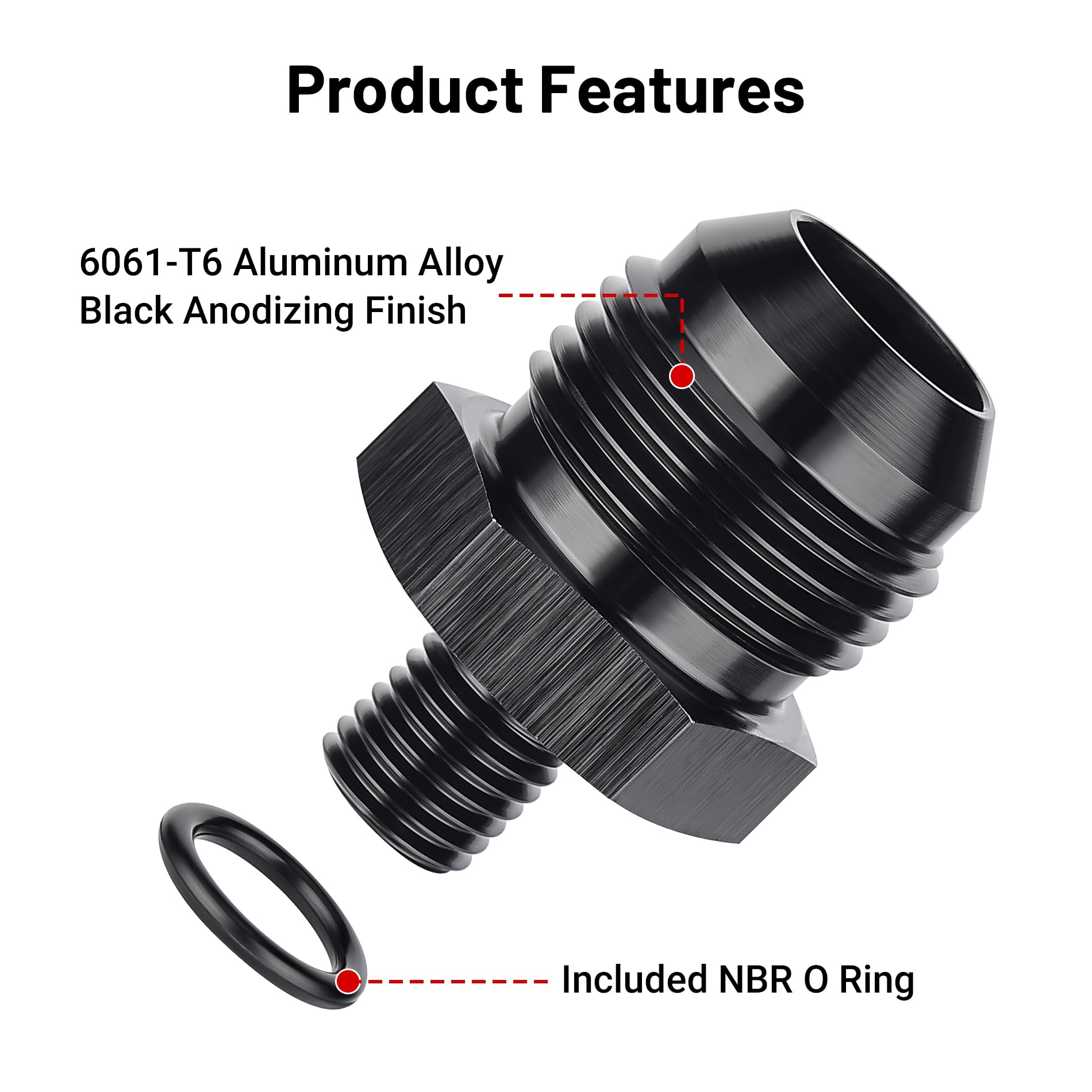 Evil Energy 12An Male Flare To M12 X 1.0Mm Male Metric Fitting Adapter Aluminium Alloy 2Pcs