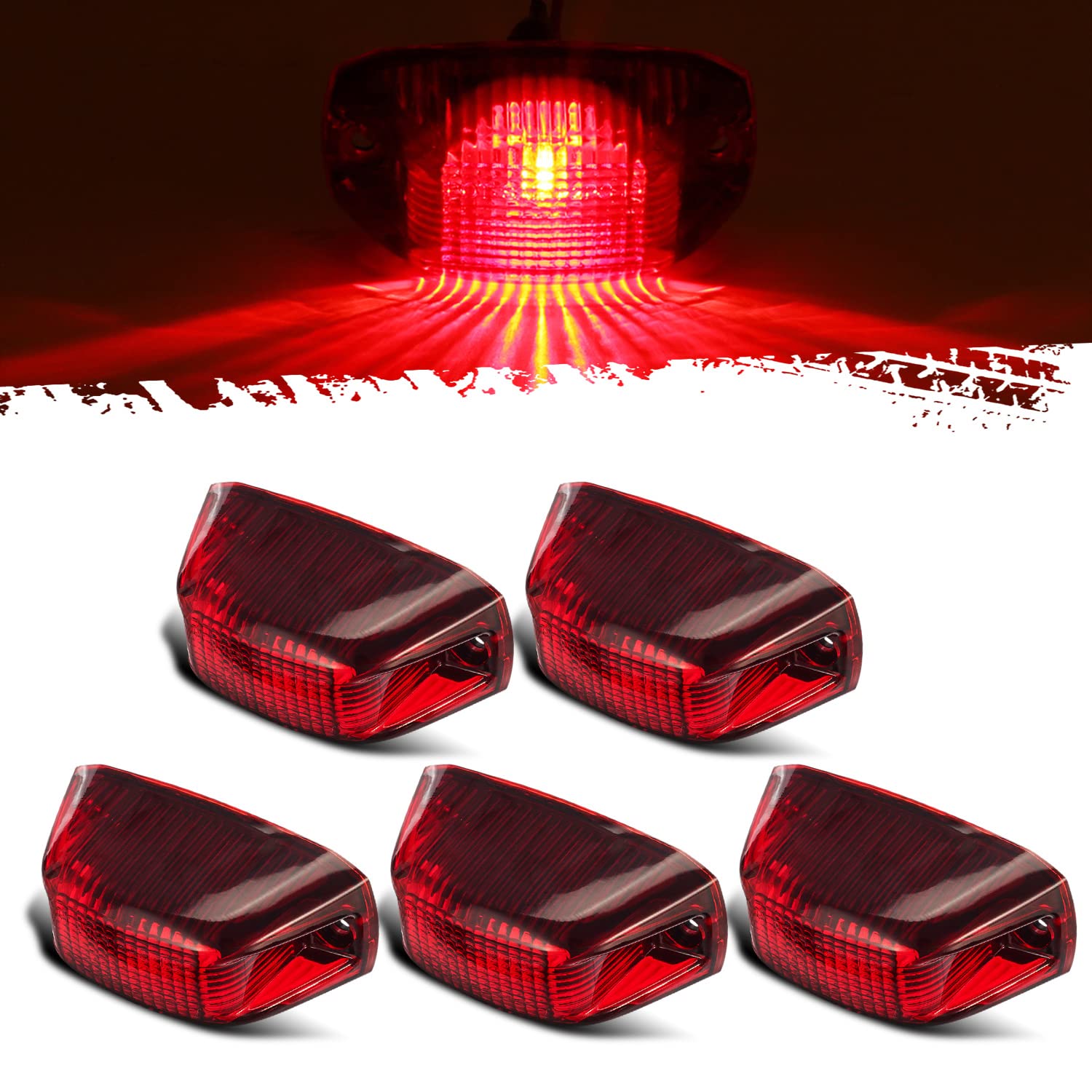 Partsam 5pcs Replacement for Ram Promaster 1500 2500 3500 Rear Cab Marker Roof Lights Rear Roof Mounted Cab Light Lamps Top Clea